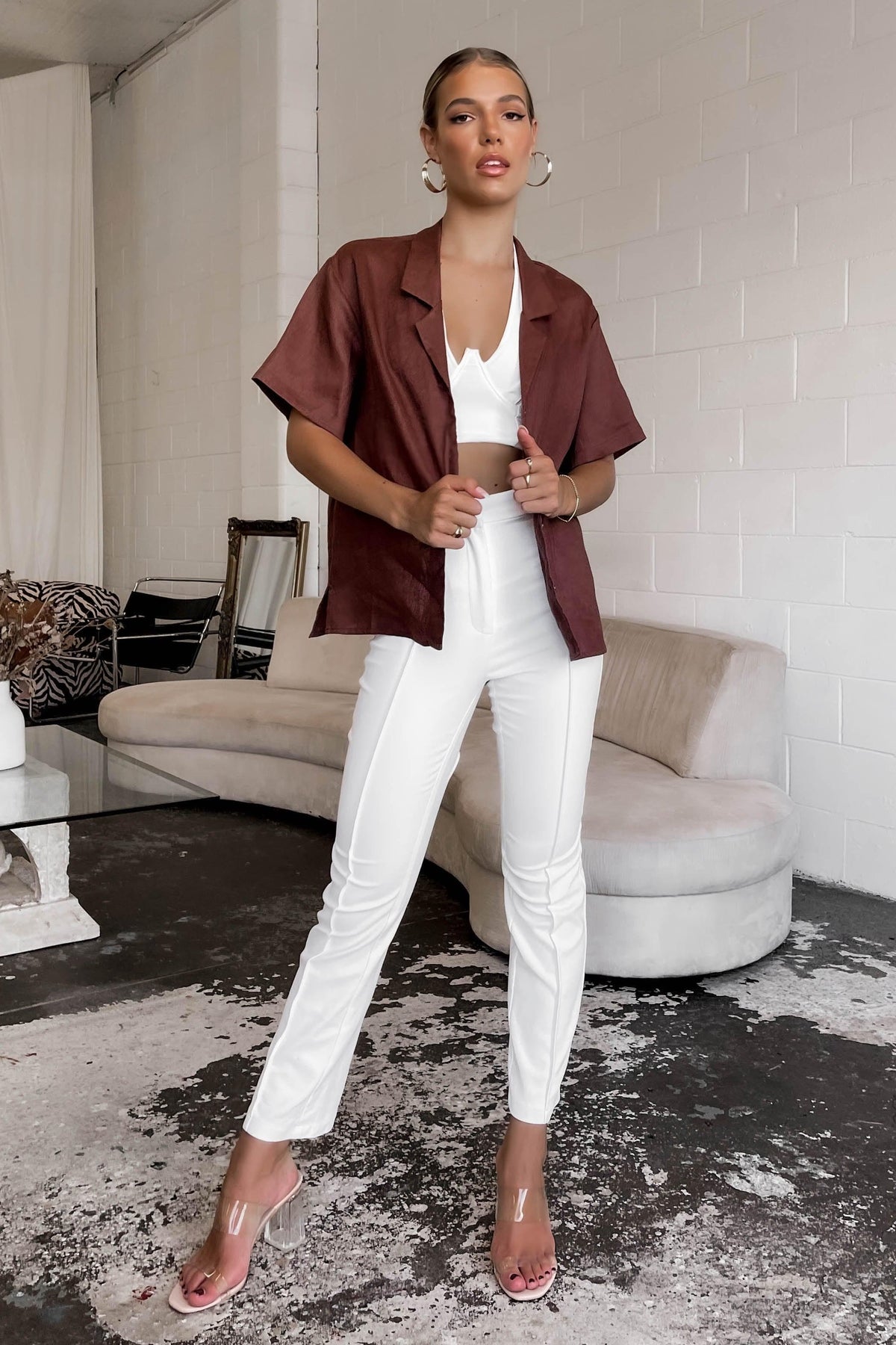 Becki Top, BROWN, LINEN, Sale, TOP, TOPS, Our New Becki Top Is Now Only $56.00 Exclusive At Mishkah, Our New Becki Top is now only $56.00-We Have The Latest Women&#39;s Tops @ Mishkah Online Fashion Boutique-MISHKAH