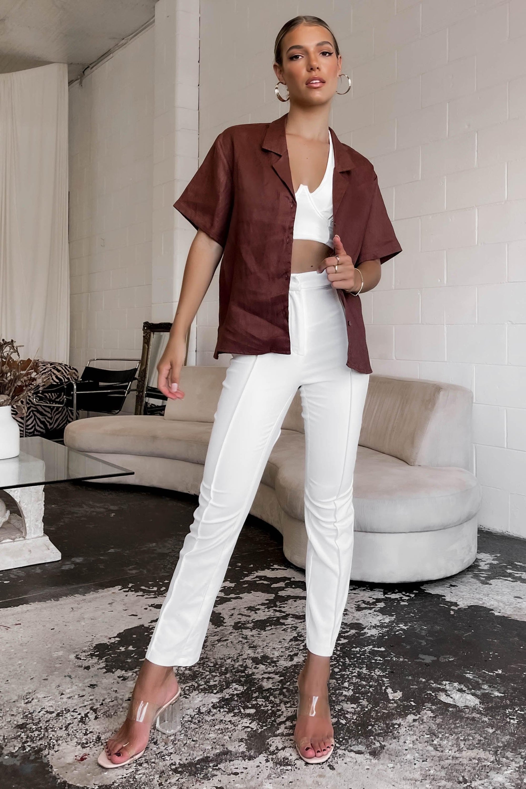 Becki Top, BROWN, LINEN, Sale, TOP, TOPS, Our New Becki Top Is Now Only $56.00 Exclusive At Mishkah, Our New Becki Top is now only $56.00-We Have The Latest Women's Tops @ Mishkah Online Fashion Boutique-MISHKAH