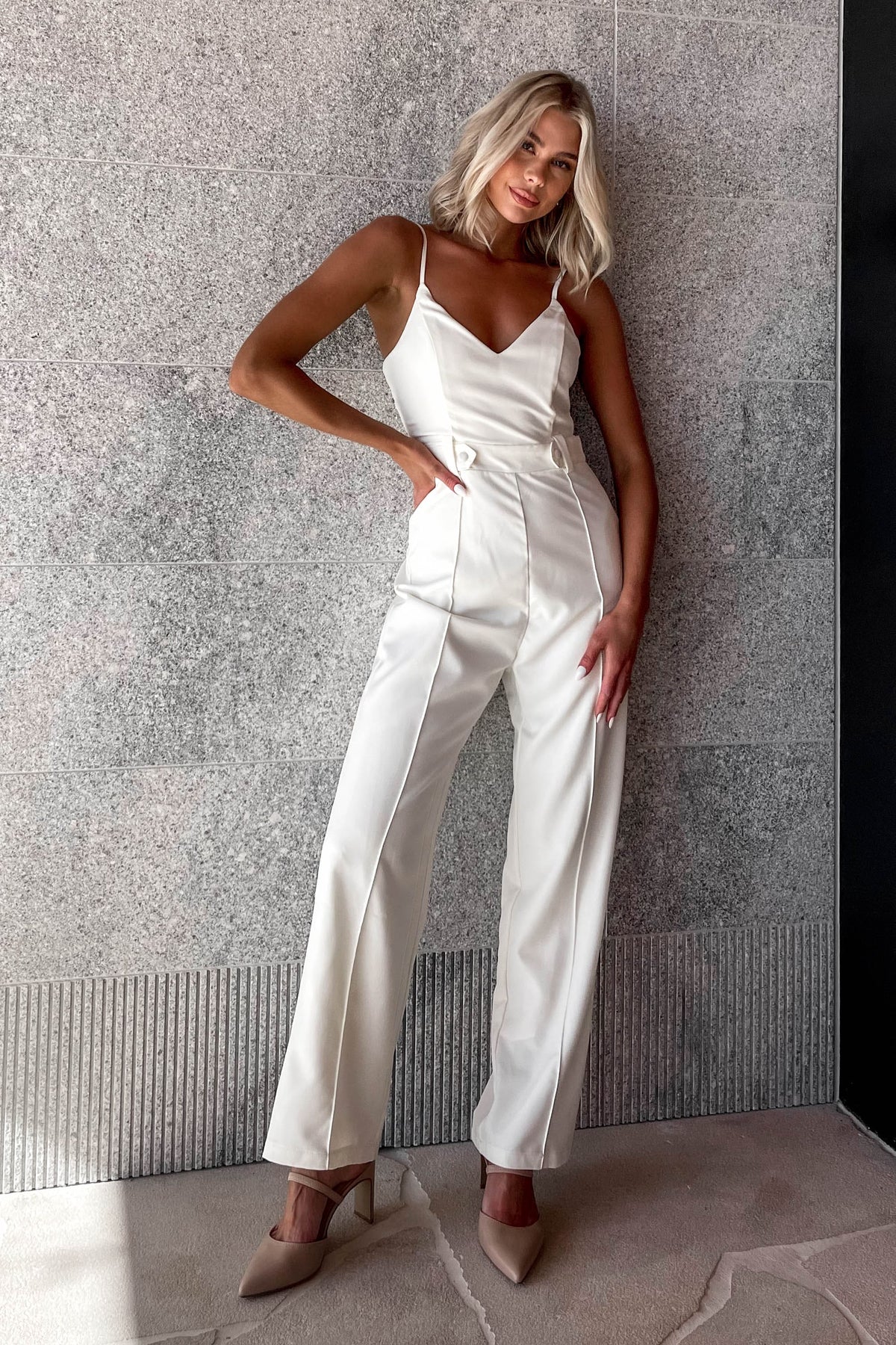 Chesire Jumpsuit, BEIGE, JUMPSUIT, JUMPSUITS, new arrivals, POLYESTER &amp; SPANDEX, POLYESTER AND SPANDEX, SPANDEX AND POLYESTER, , -MISHKAH