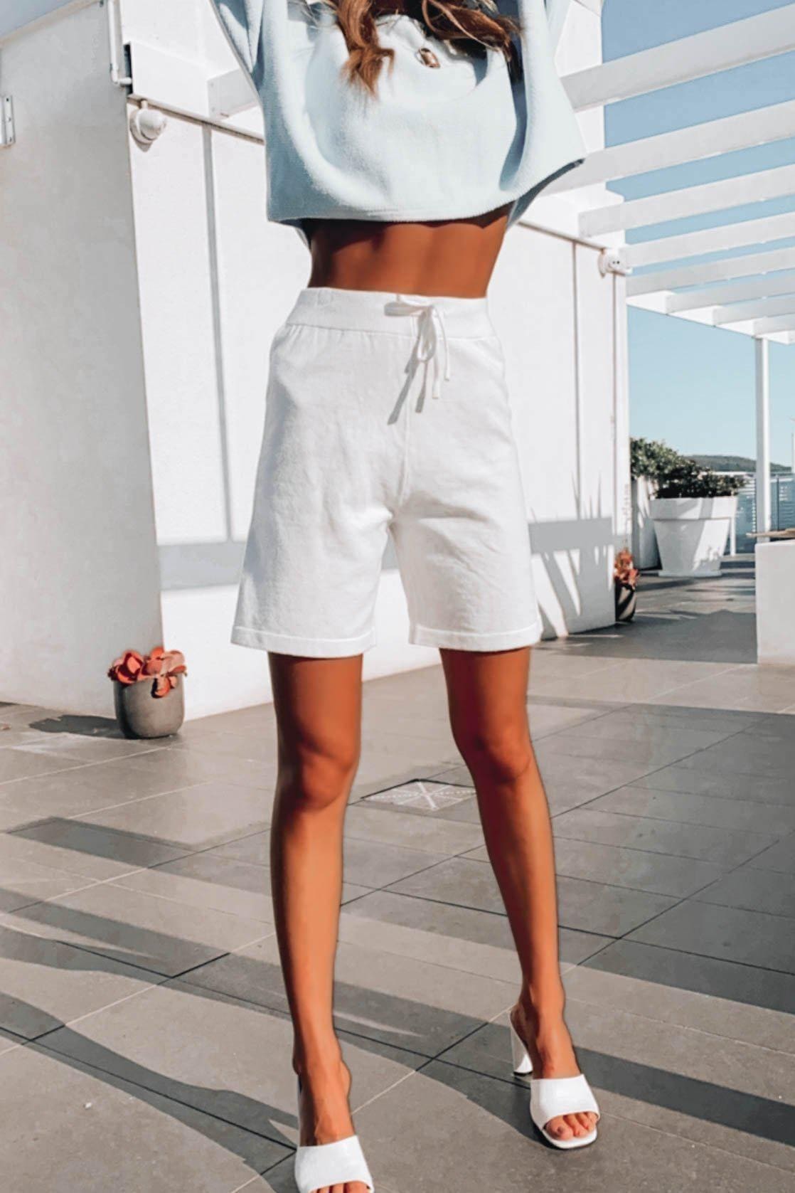 Keeping Up Shorts, BASICS, BOTTOMS, Sale, SHORTS, WHITE, Shop The Latest Keeping Up Shorts Only 40.00 from MISHKAH FASHION:, Our New Keeping Up Shorts is only $41.00-We Have The Latest Pants | Shorts | Skirts @ Mishkah Online Fashion Boutique-MISHKAH
