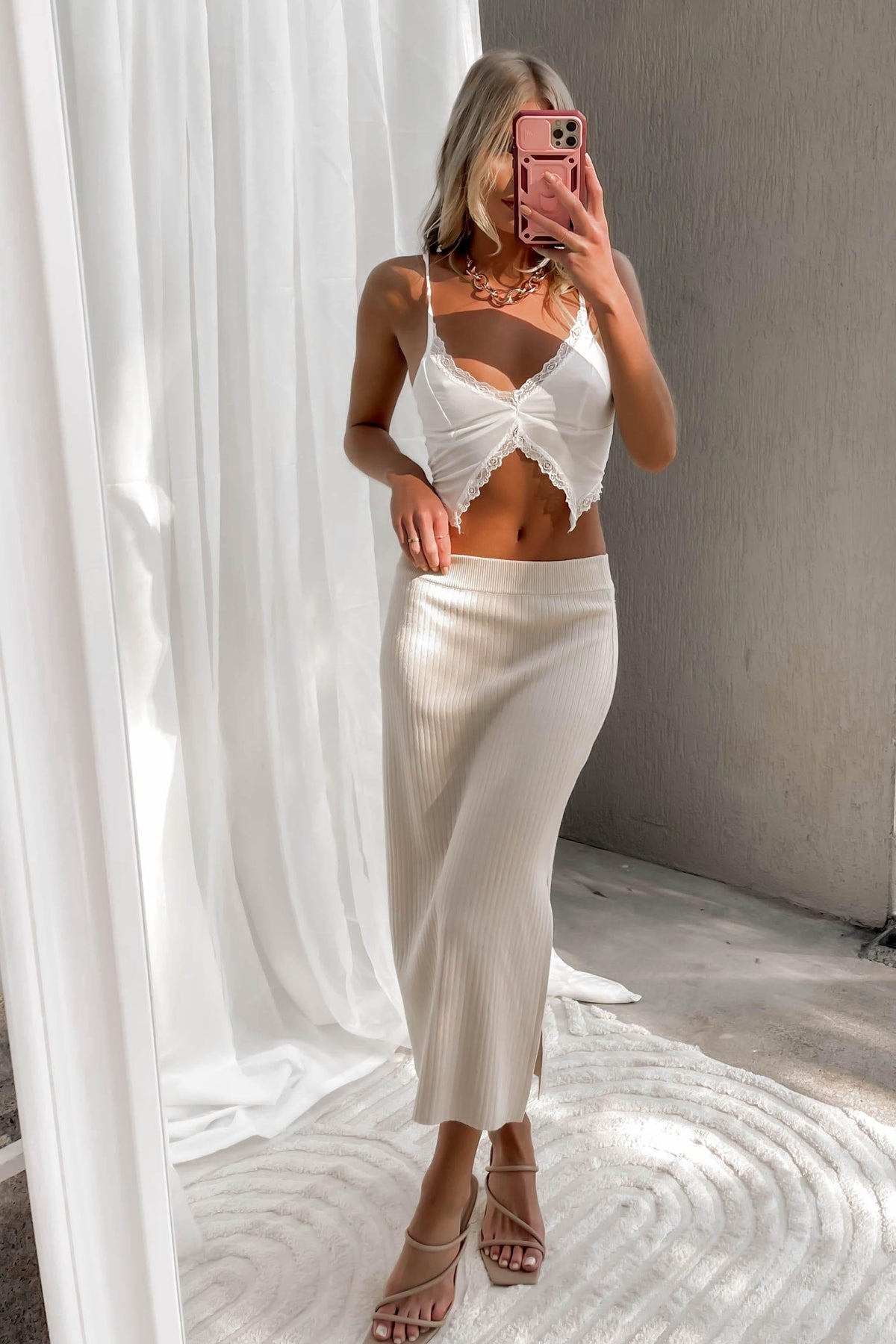 Kyasia Skirt, BEIGE, BOTTOMS, MAXI SKIRT, MIDI SKIRT, POLYESTER, SETS, SKIRTS, , Our New Kyasia Skirt is only $51.00-We Have The Latest Pants | Shorts | Skirts @ Mishkah Online Fashion Boutique-MISHKAH