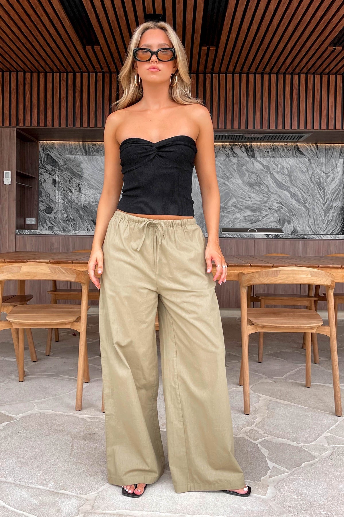 Lawsie Pants, BOTTOMS, COTTON, GREEN, HIGH WAISTED, HIGH WAISTED PANTS, new arrivals, PANTS, WIDE LEG, , -MISHKAH