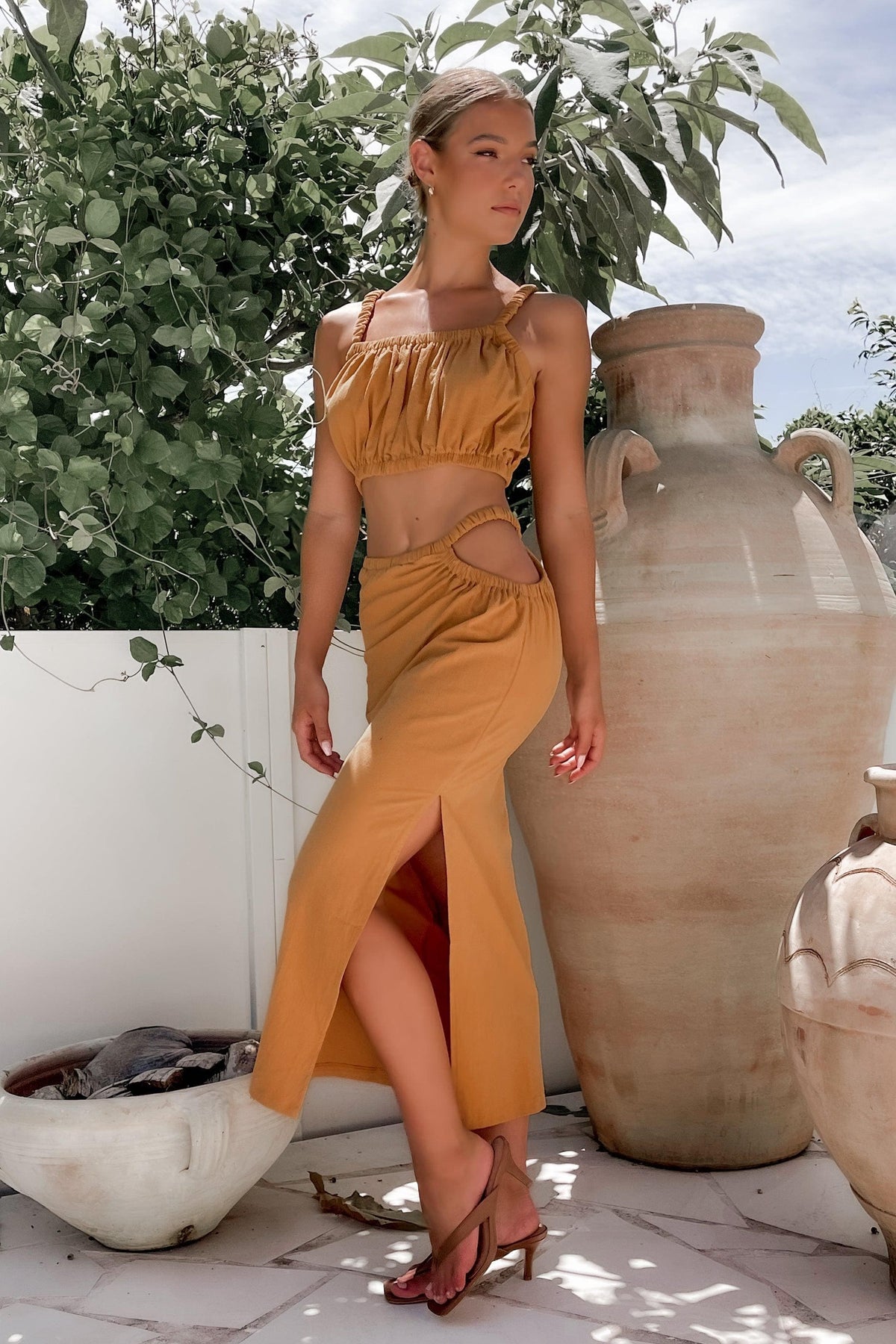 Lorelle Skirt, BOTTOMS, MIDI SKIRT, NEW ARRIVALS, ORANGE, Sale, SETS, SKIRTS, YELLOW, , Our New Lorelle Skirt is only $61.00-We Have The Latest Pants | Shorts | Skirts @ Mishkah Online Fashion Boutique-MISHKAH