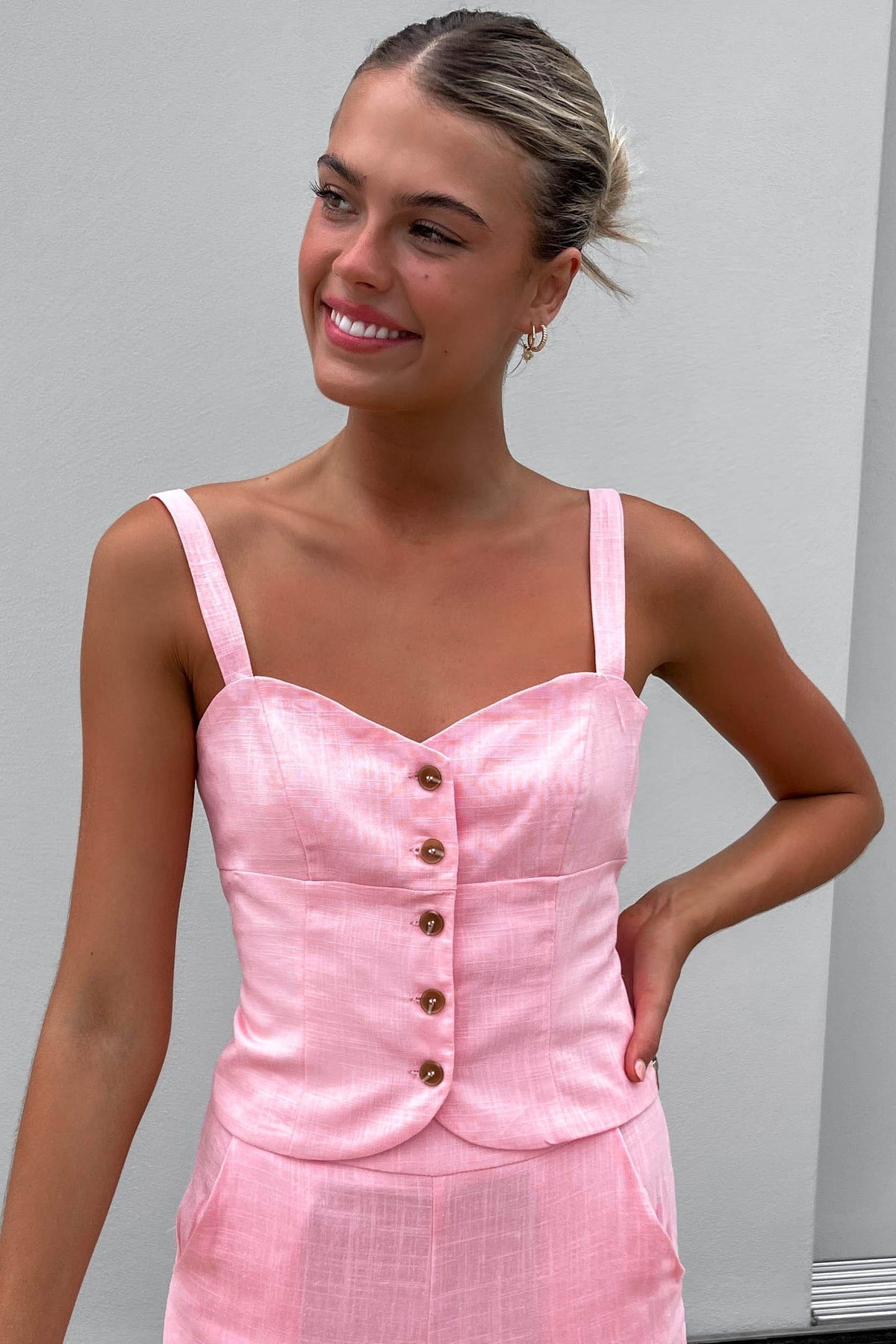 Morland Top, COTTON &amp; POLYESTER, COTTON AND POLYESTER, CROP TOP, CROP TOPS, PINK, POLYESTER AND COTTON, TOP, TOPS, , -MISHKAH