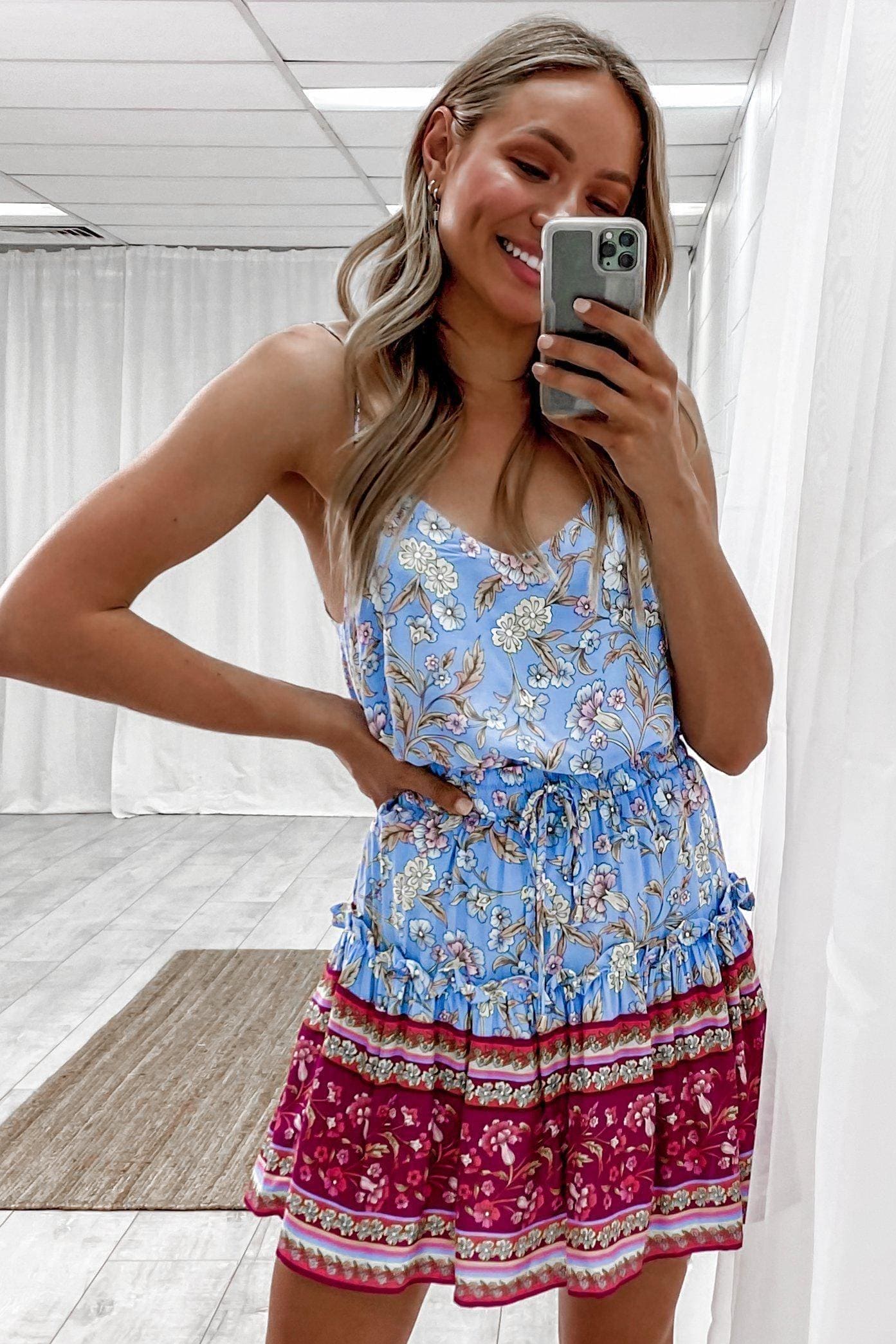 Shoot Stars Top, BLUE, FLORAL, PRINT, Sale, TOPS, Our New Shoot Stars Top Is Now Only $39.25 Exclusive At Mishkah, Our New Shoot Stars Top is now only $39.25-We Have The Latest Women's Tops @ Mishkah Online Fashion Boutique-MISHKAH