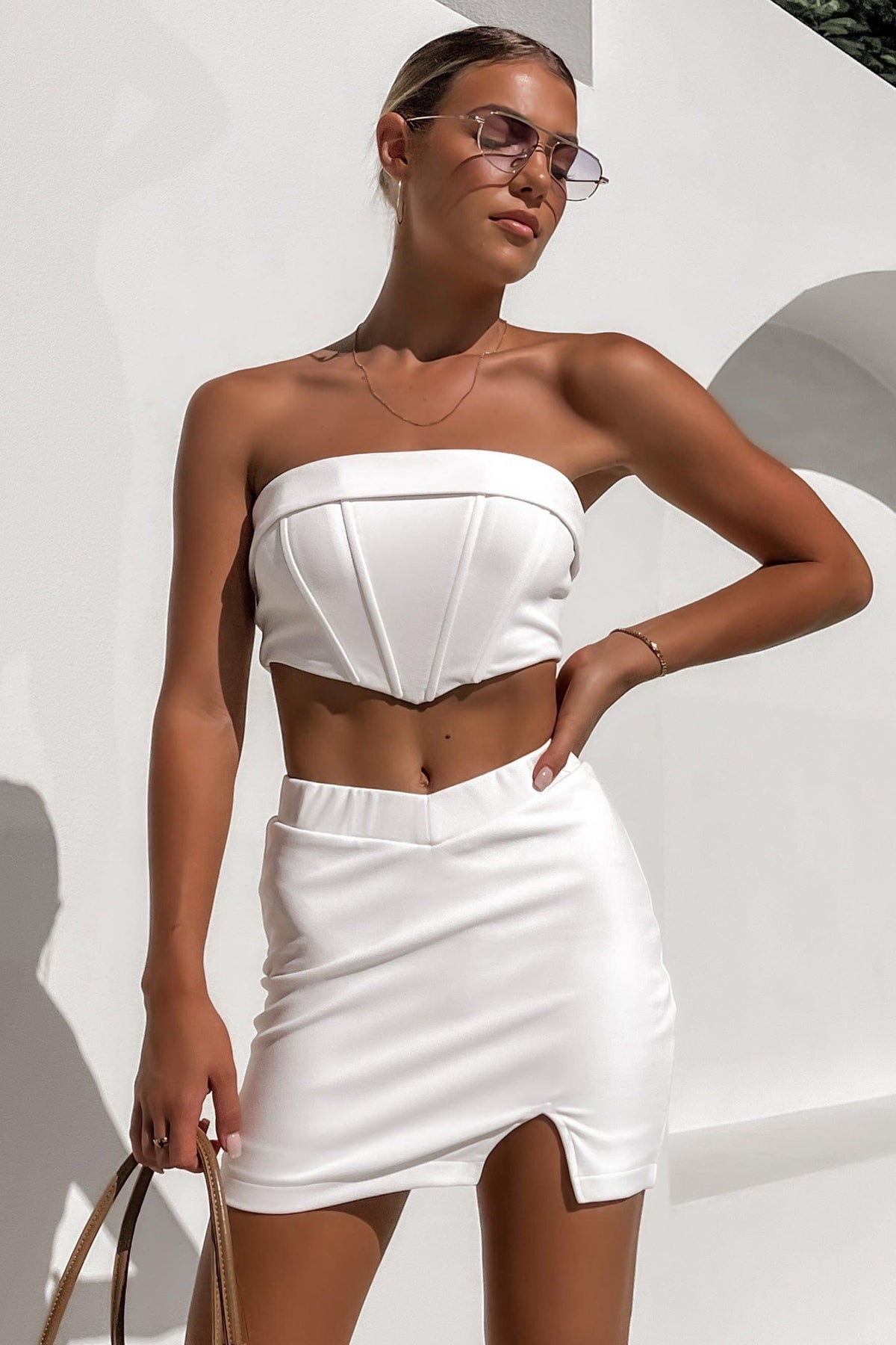 Zebec Skirt, BOTTOMS, MINI SKIRT, POLYESTER, Sale, SETS, SKIRTS, SPANDEX, WHITE, , Our New Zebec Skirt is only $49.00-We Have The Latest Pants | Shorts | Skirts @ Mishkah Online Fashion Boutique-MISHKAH