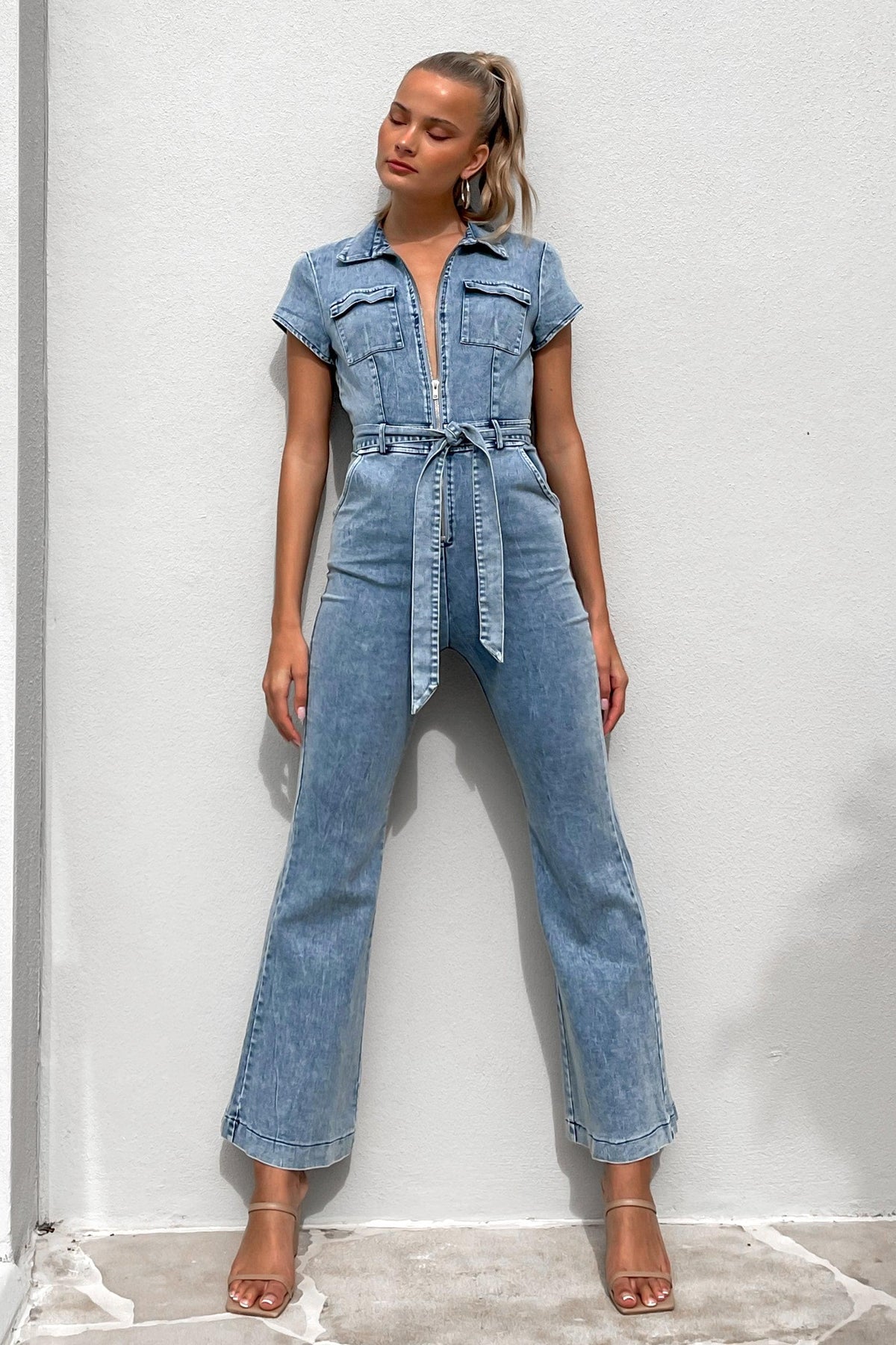 Abbie Jumpsuit, BLUE, COTTON AND POLYESTER, DENIM, JUMPSUIT, JUMPSUITS, new arrivals, , -MISHKAH