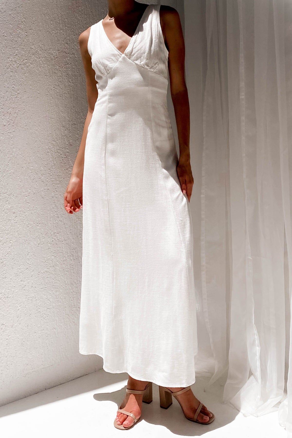 Abigail Dress, DRESS, DRESSES, LINEN, MIDI DRESS, new arrivals, WHITE, , -MISHKAH