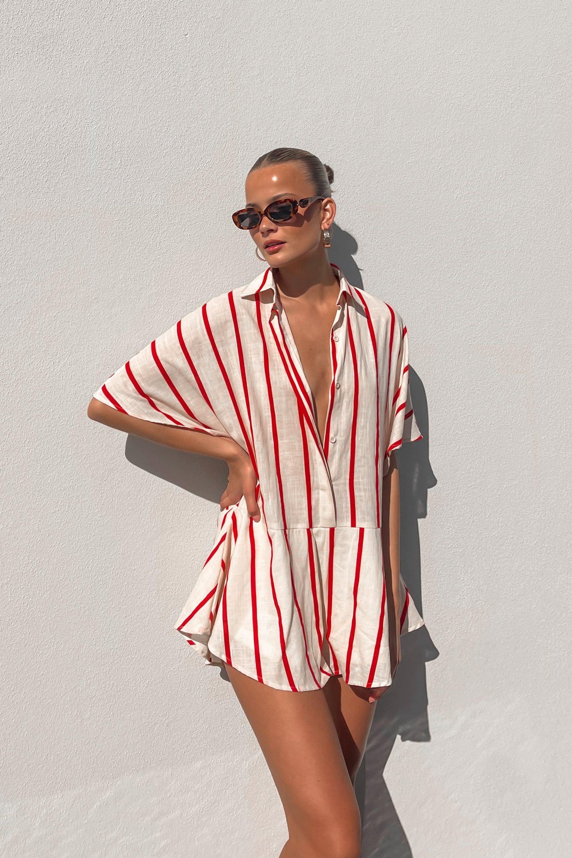Acer Playsuit, COTTON, new arrivals, PLAY SUIT, PLAYSUIT, PLAYSUITS, RED, , -MISHKAH