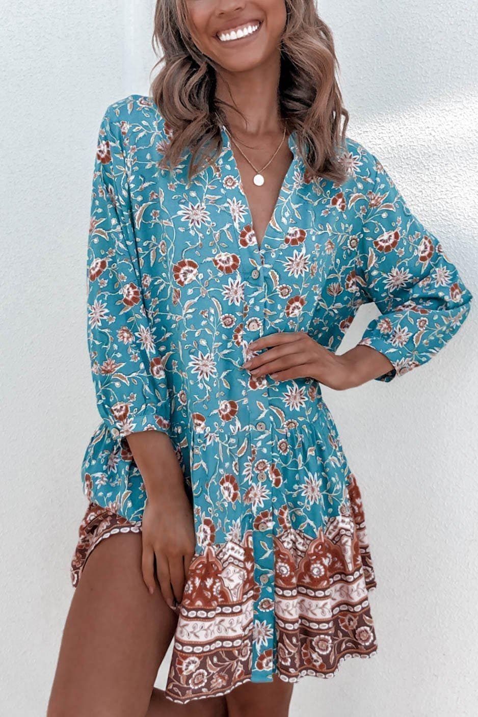 Adelaide Dress, BLUE, BOHO, BUTTON UP, DRESS, DRESSES, FESTIVAL, LONG SLEEVE, PAISLEY DRESS, PRINT, Adelaide Dress only $53.00 @ MISHKAH ONLINE FASHION BOUTIQUE, Shop The Latest Women&#39;s Dresses - Our New Adelaide Dress is only $53.00, @ MISHKAH ONLINE FASHION BOUTIQUE-MISHKAH