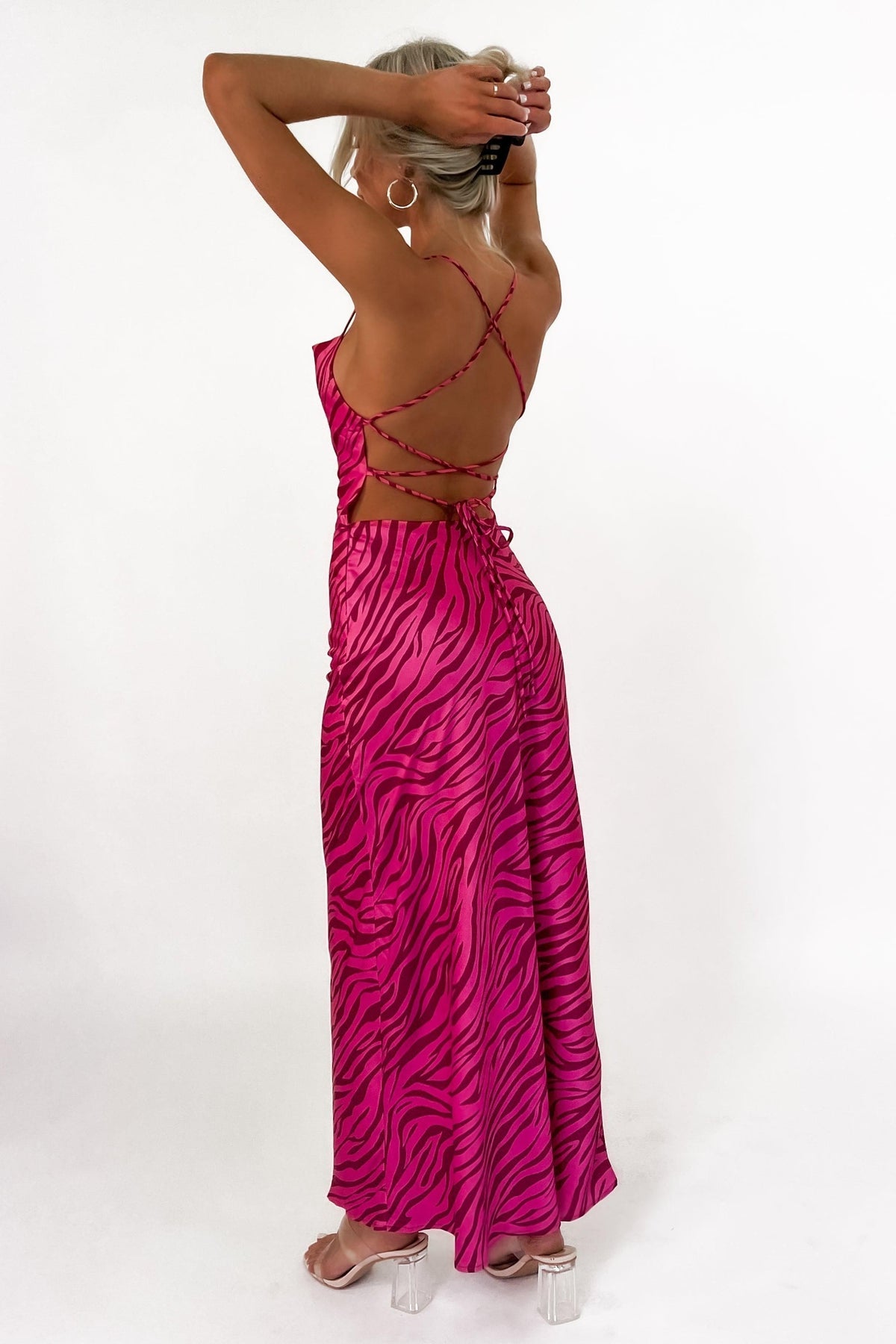 Adelio Dress, COW NECK, DRESS, DRESSES, LACE UP, NEW ARRIVALS, PINK, Sale, SILKY, SLIP DRESS, SPECIAL OCCASION, TIE UP, ZEBRA, Adelio Dress only $71.00 @ MISHKAH ONLINE FASHION BOUTIQUE, Shop The Latest Women&#39;s Dresses - Our New Adelio Dress is only $71.00, @ MISHKAH ONLINE FASHION BOUTIQUE-MISHKAH