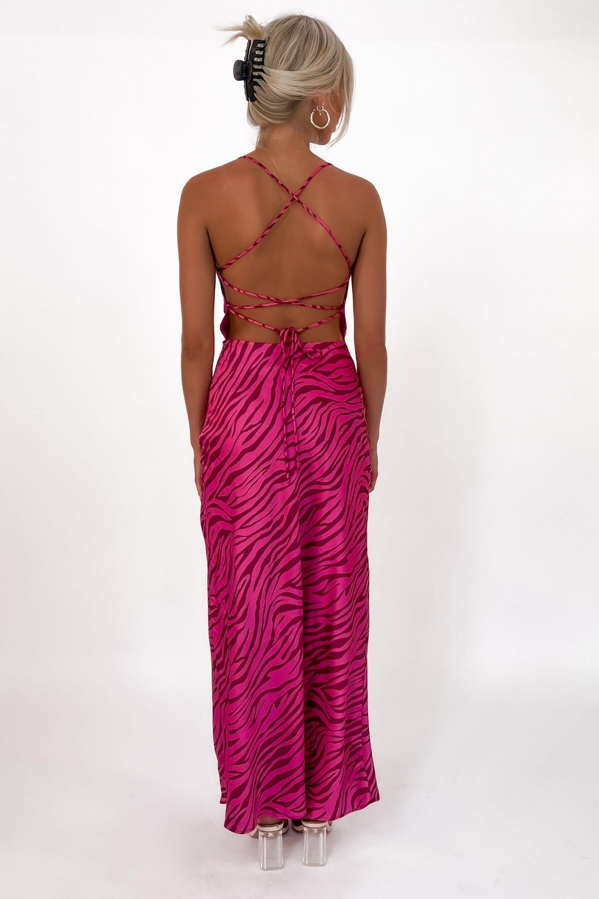 Adelio Dress, COW NECK, DRESS, DRESSES, LACE UP, NEW ARRIVALS, PINK, Sale, SILKY, SLIP DRESS, SPECIAL OCCASION, TIE UP, ZEBRA, Adelio Dress only $71.00 @ MISHKAH ONLINE FASHION BOUTIQUE, Shop The Latest Women&#39;s Dresses - Our New Adelio Dress is only $71.00, @ MISHKAH ONLINE FASHION BOUTIQUE-MISHKAH