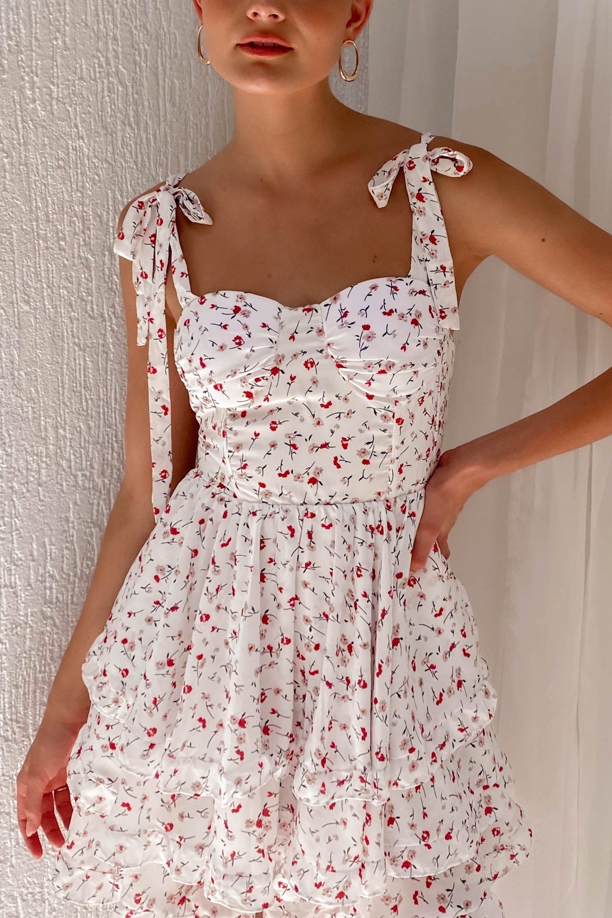 Adessa Dress, DRESS, DRESSES, FLORAL, FLORALS, MINI DRESS, new arrivals, POLYESTER, WHITE, , -MISHKAH