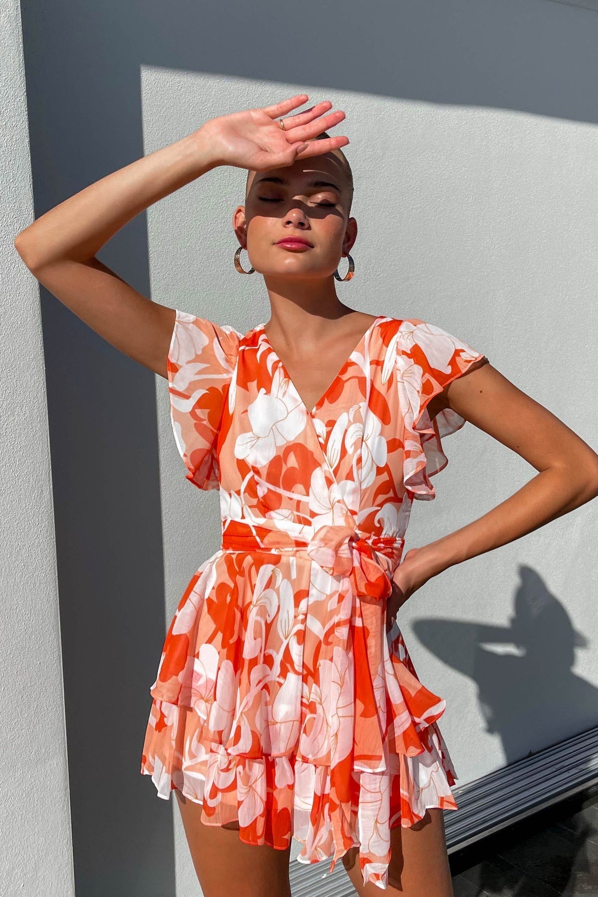 Alaney Playsuit, new arrivals, ORANGE, PLAYSUIT, PLAYSUITS, POLYESTER, , -MISHKAH