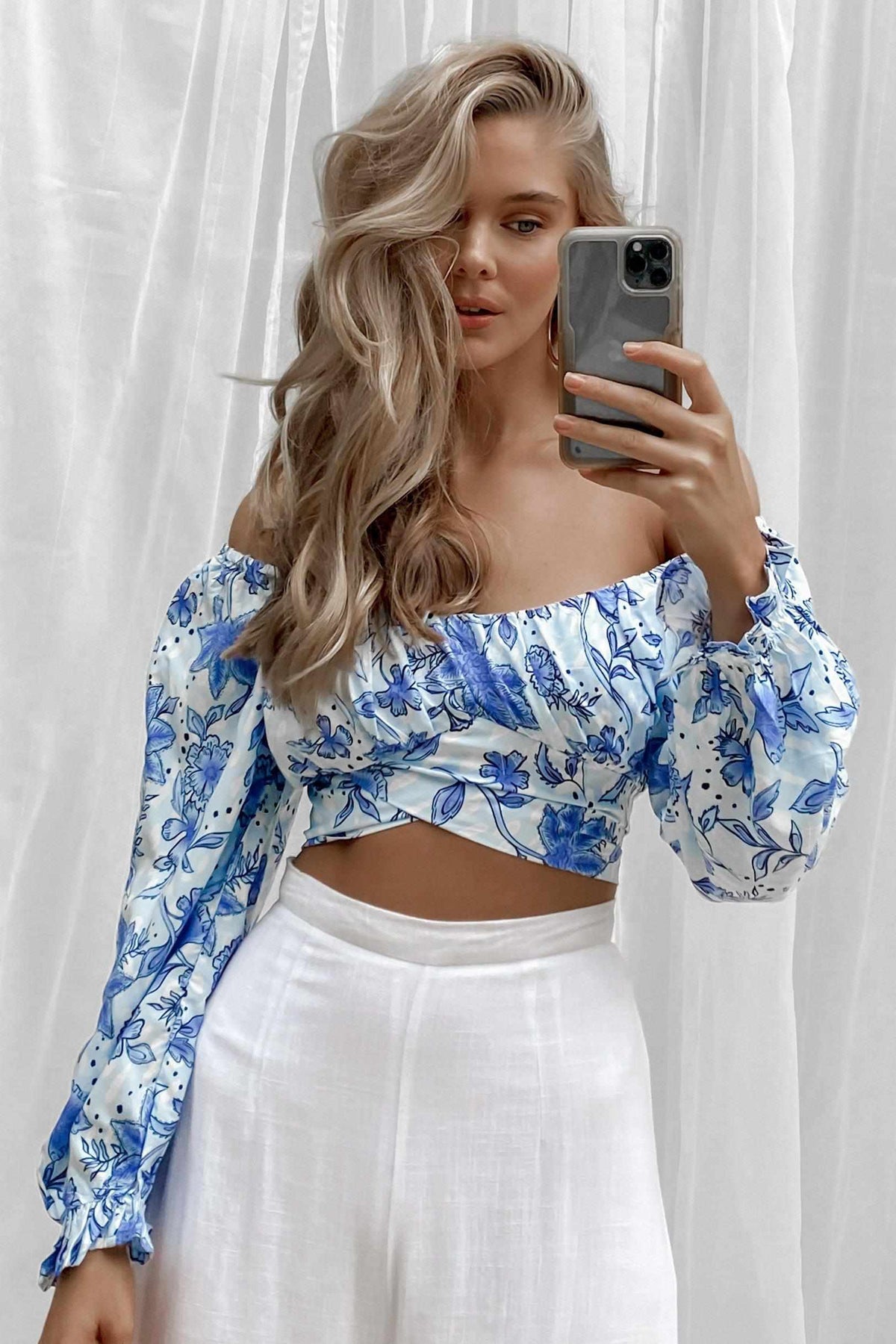 Albi Top, BLUE, LONG SLEEVE, Sale, Our New Albi Top Is Now Only $50.00 Exclusive At Mishkah, Our New Albi Top is now only $50.00-We Have The Latest Women&#39;s Tops @ Mishkah Online Fashion Boutique-MISHKAH