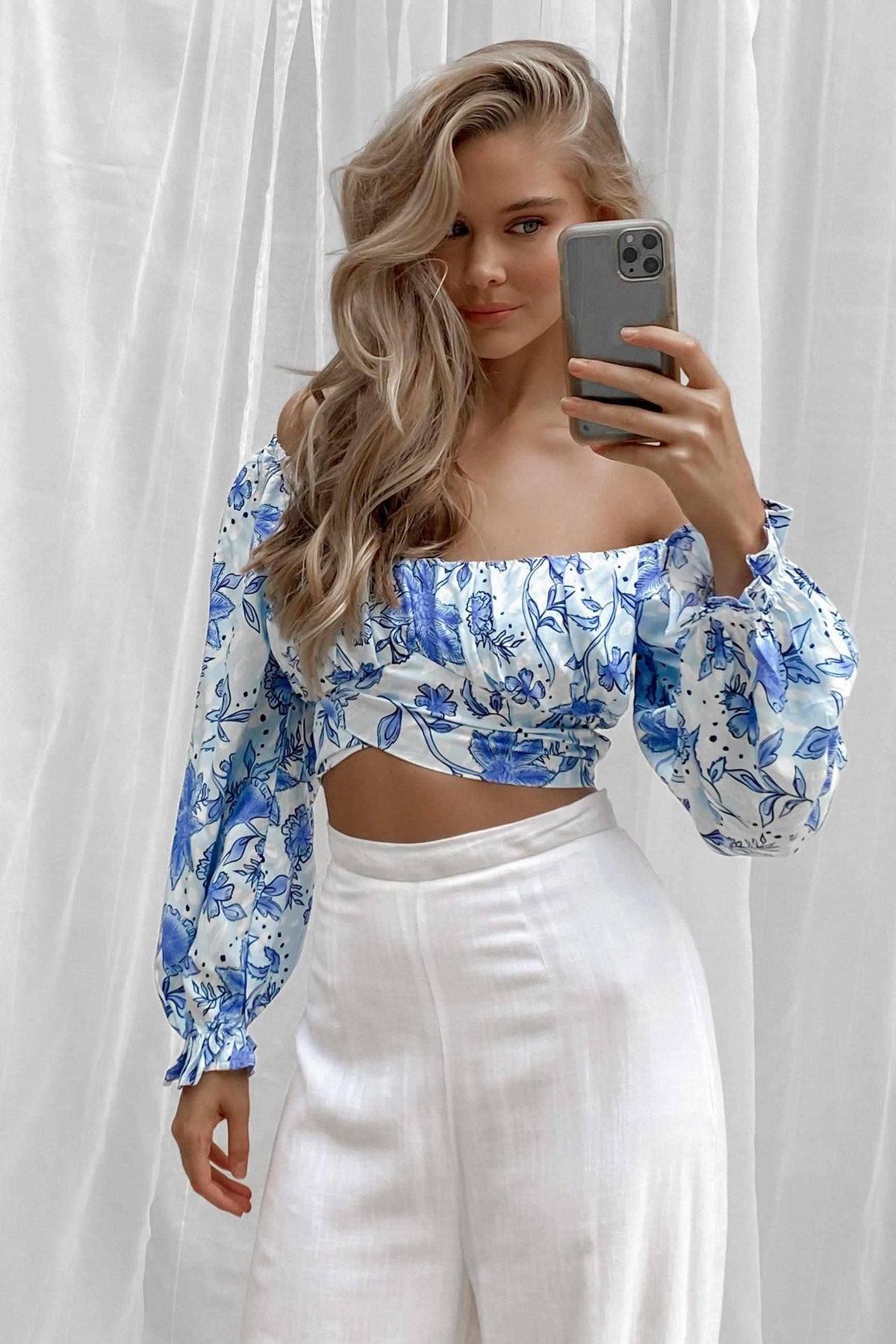 Albi Top, BLUE, LONG SLEEVE, Sale, Our New Albi Top Is Now Only $50.00 Exclusive At Mishkah, Our New Albi Top is now only $50.00-We Have The Latest Women&#39;s Tops @ Mishkah Online Fashion Boutique-MISHKAH