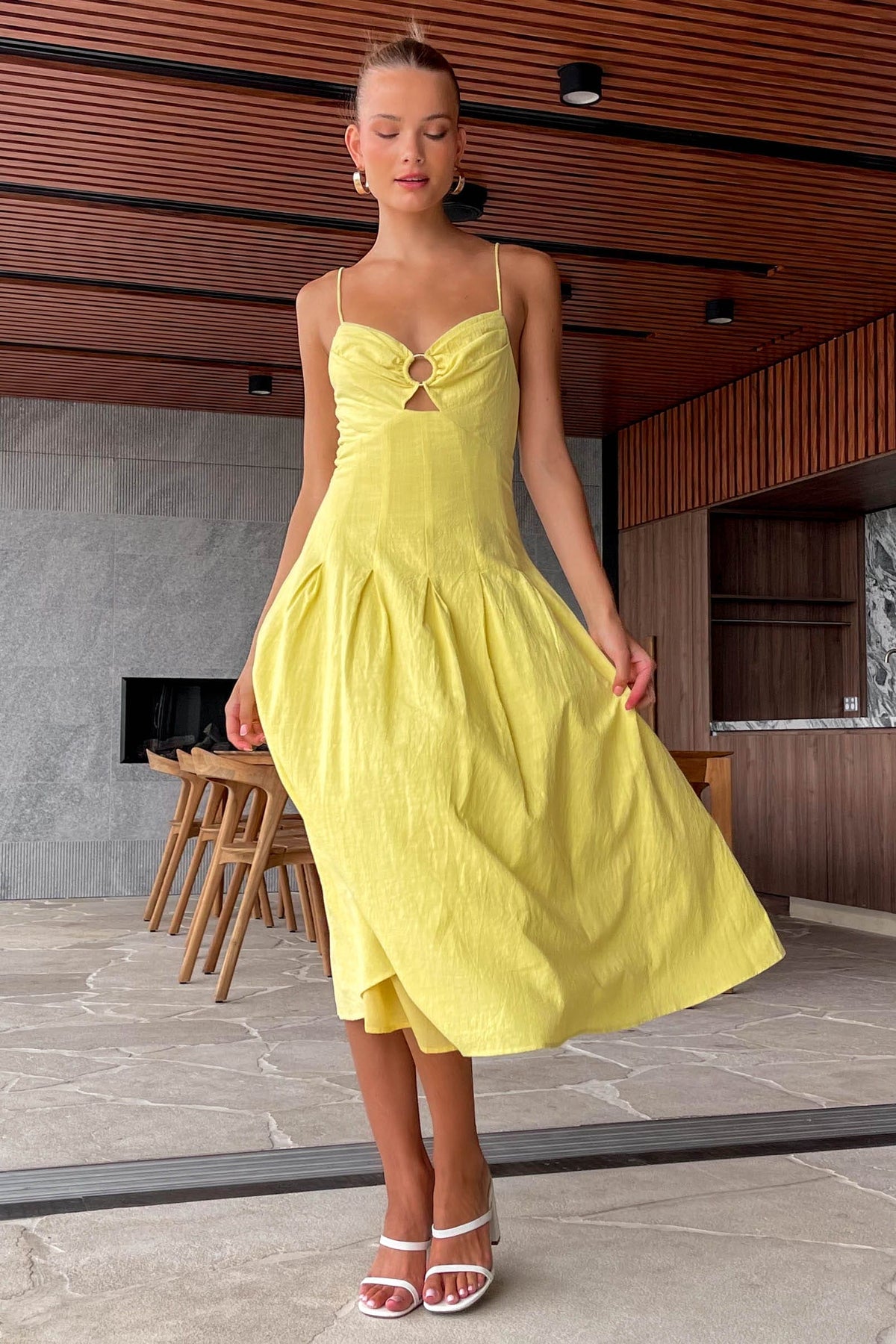 Alexanda Dress, COTTON, DRESS, DRESSES, MIDI DRESS, new arrivals, YELLOW, , -MISHKAH