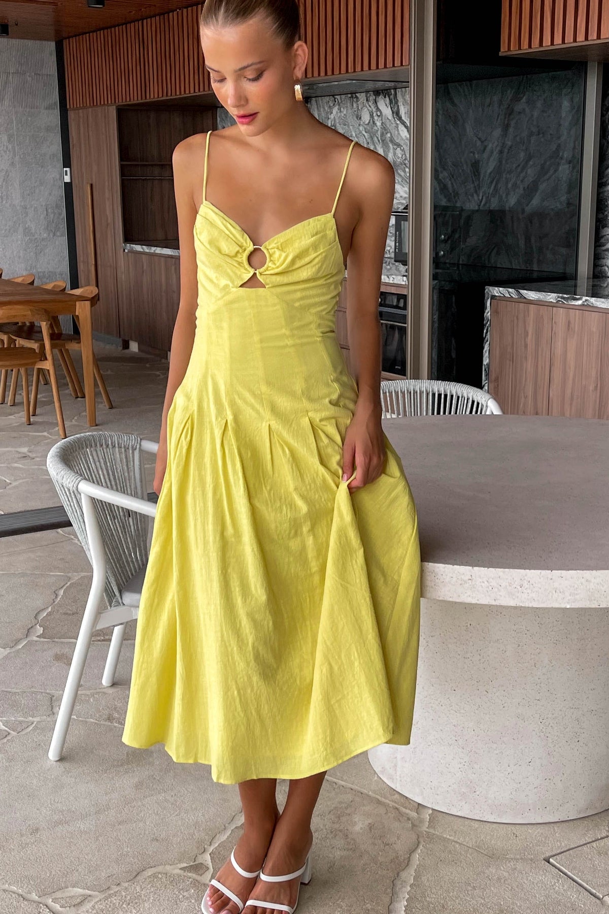 Alexanda Dress, COTTON, DRESS, DRESSES, MIDI DRESS, new arrivals, YELLOW, , -MISHKAH