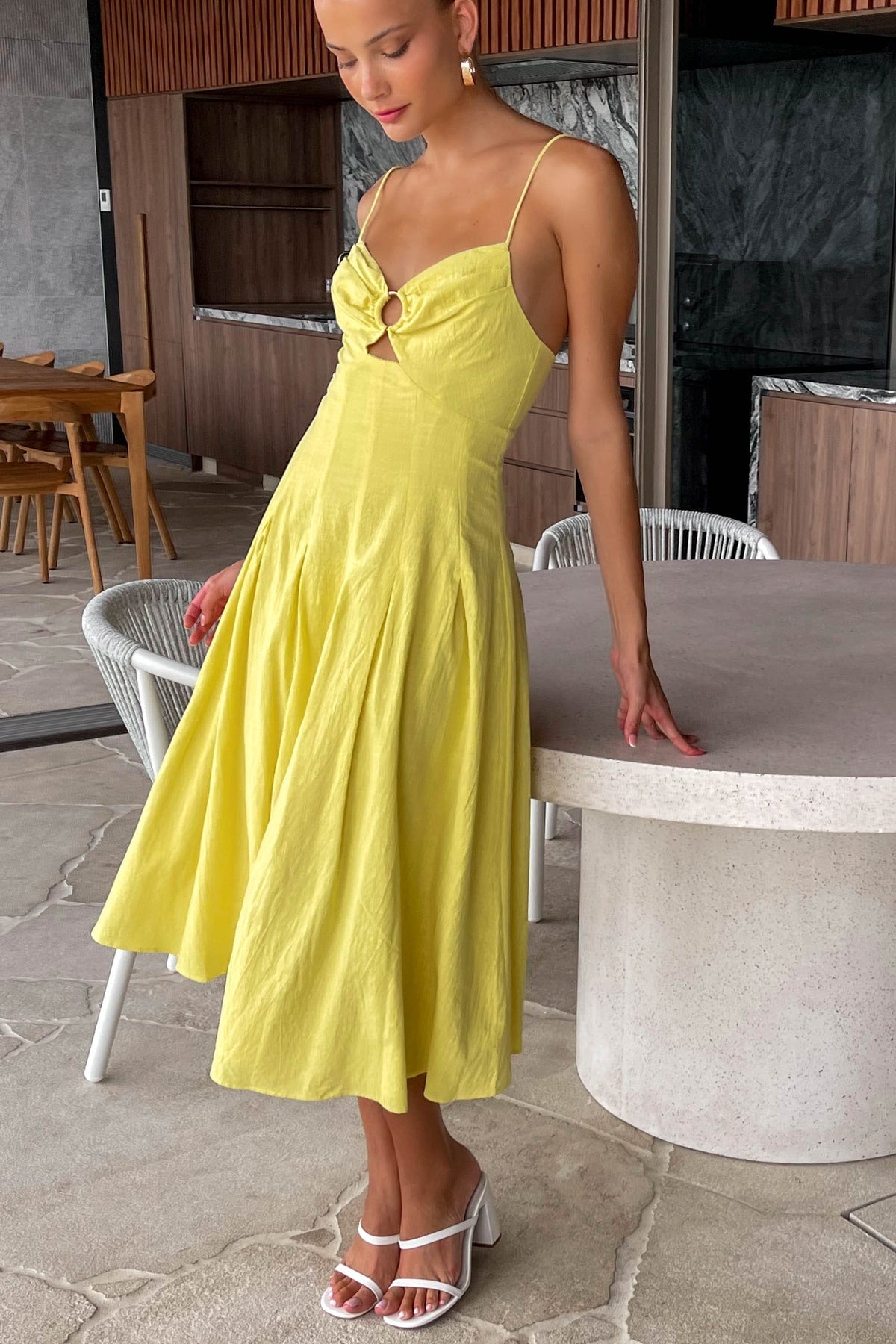 Alexanda Dress, COTTON, DRESS, DRESSES, MIDI DRESS, new arrivals, YELLOW, , -MISHKAH