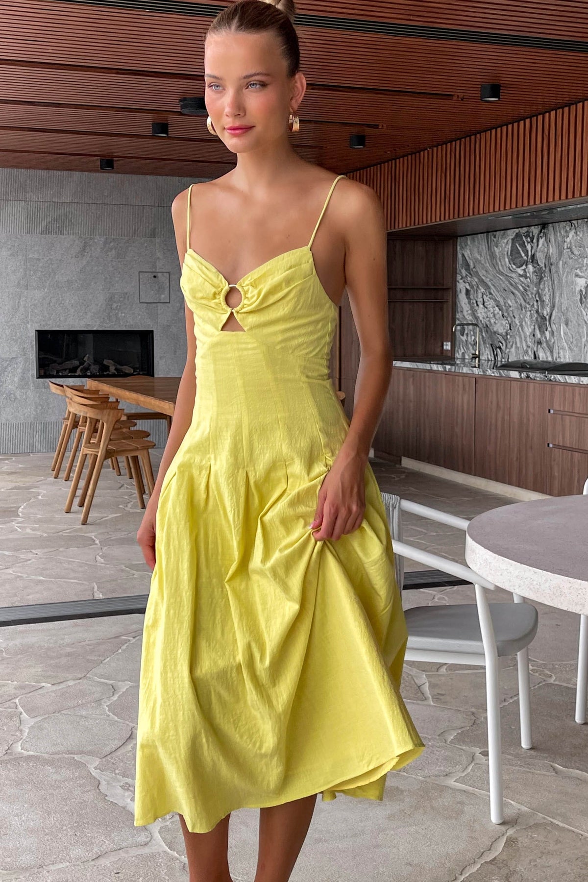 Alexanda Dress, COTTON, DRESS, DRESSES, MIDI DRESS, new arrivals, YELLOW, , -MISHKAH