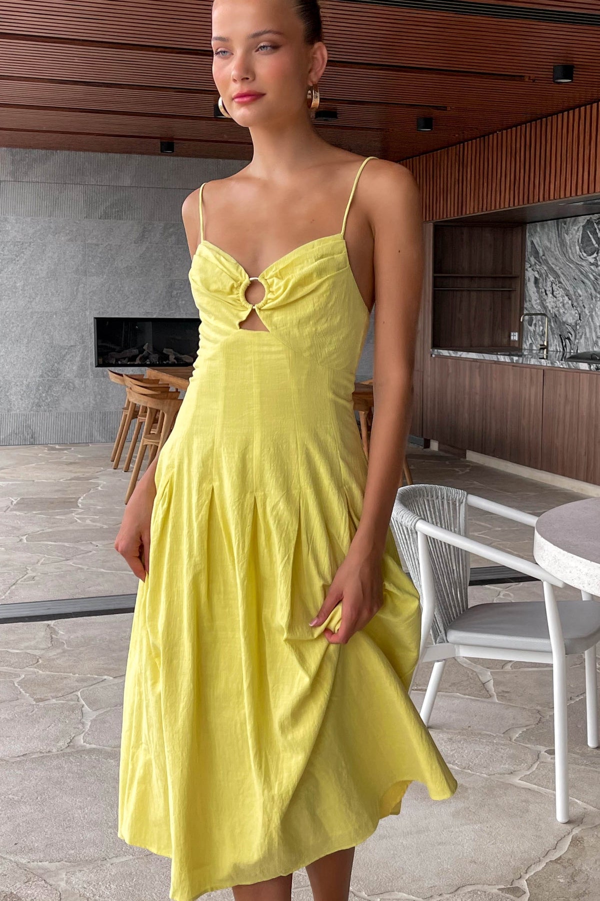 Alexanda Dress, COTTON, DRESS, DRESSES, MIDI DRESS, new arrivals, YELLOW, , -MISHKAH