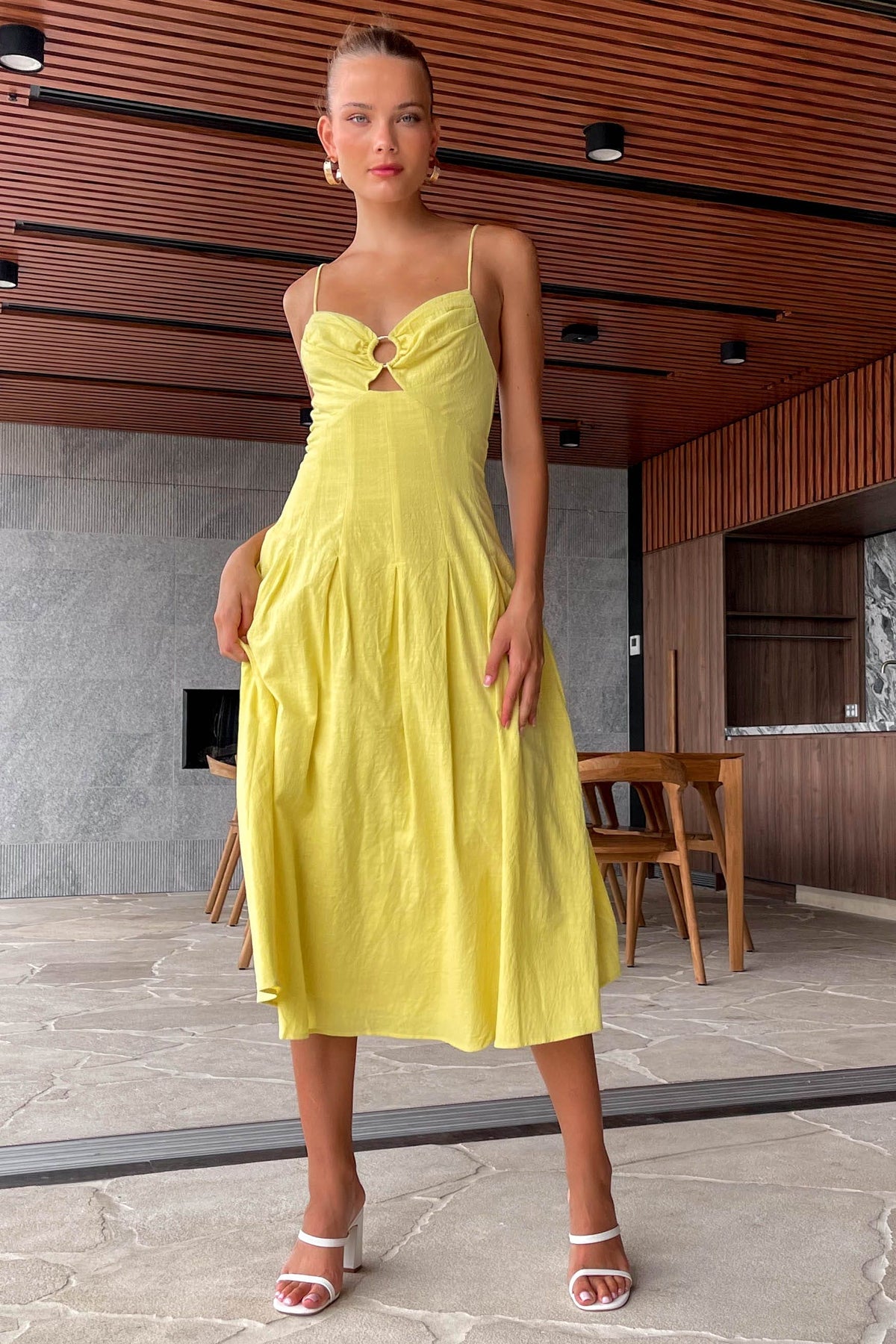 Alexanda Dress, COTTON, DRESS, DRESSES, MIDI DRESS, new arrivals, YELLOW, , -MISHKAH