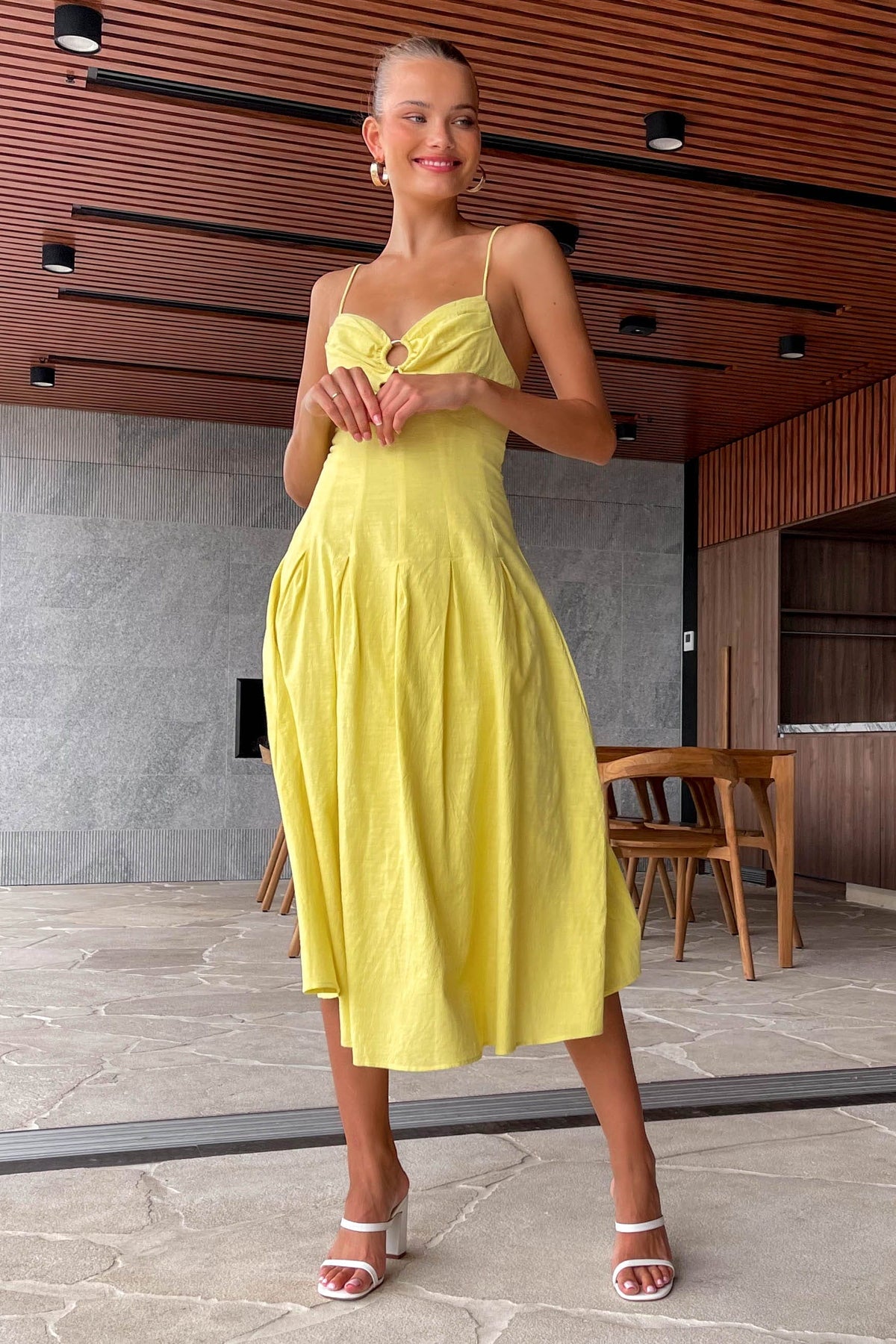 Alexanda Dress, COTTON, DRESS, DRESSES, MIDI DRESS, new arrivals, YELLOW, , -MISHKAH