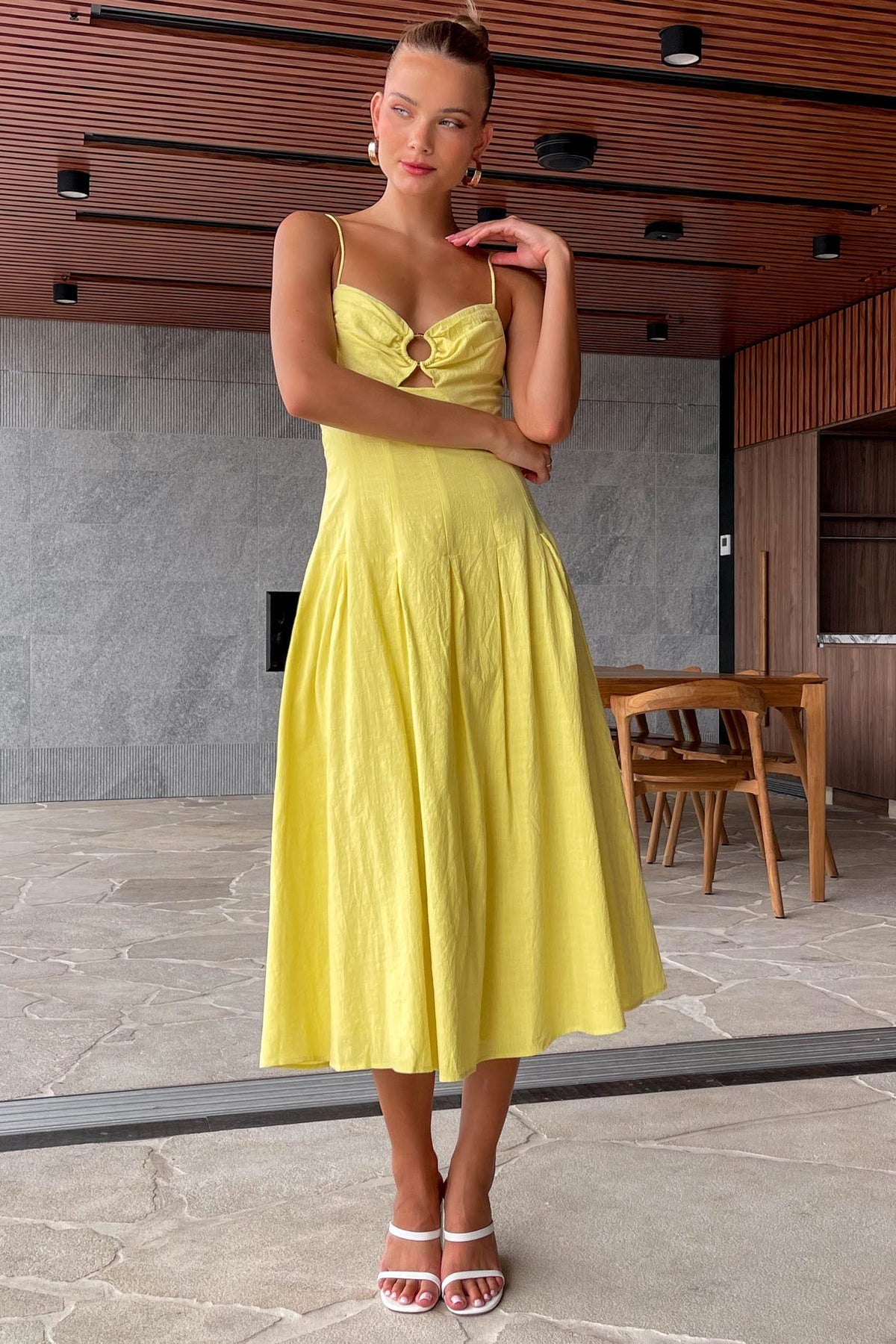 Alexanda Dress, COTTON, DRESS, DRESSES, MIDI DRESS, new arrivals, YELLOW, , -MISHKAH