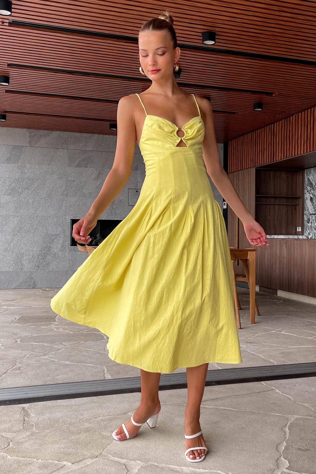 Alexanda Dress, COTTON, DRESS, DRESSES, MIDI DRESS, new arrivals, YELLOW, , -MISHKAH