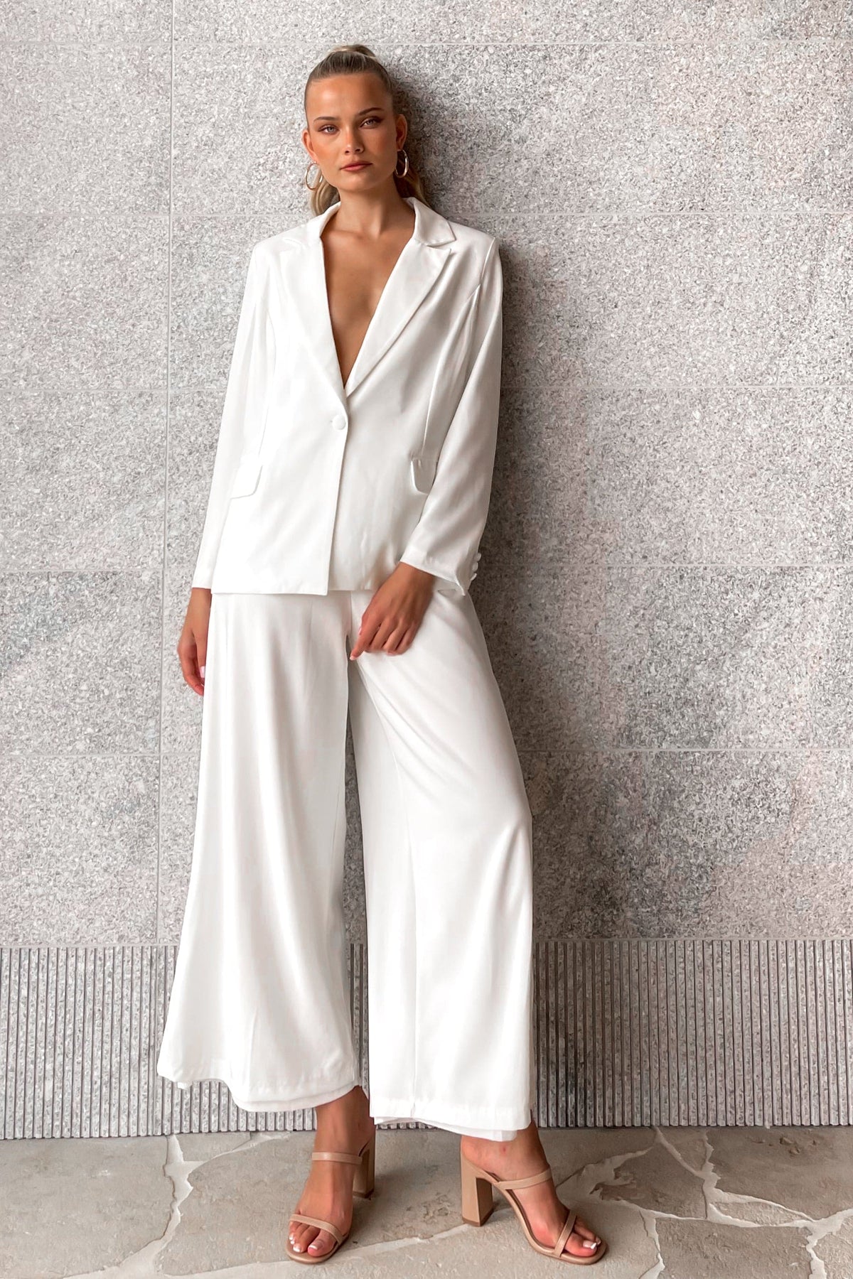 Alexandra Pants, BOTTOMS, new arrivals, PANTS, POLYESTER, WHITE, , -MISHKAH