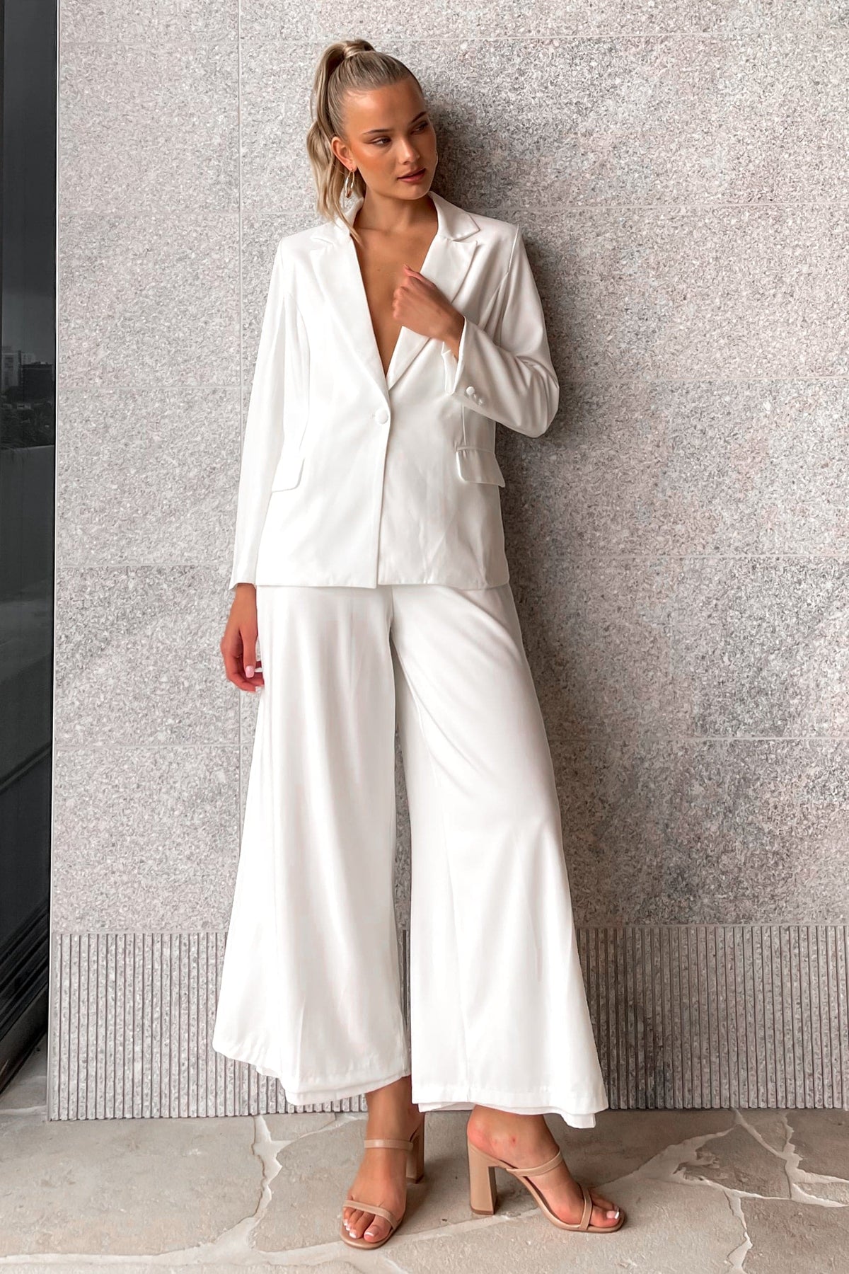 Alexandra Pants, BOTTOMS, new arrivals, PANTS, POLYESTER, WHITE, , -MISHKAH