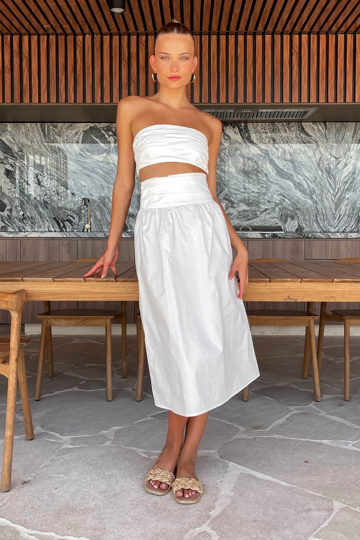 Andros Set, BOTTOMS, COTTON, CROP TOP, CROP TOPS, MIDI SKIRT, new arrivals, SKIRT, SKIRTS, TOP, TOPS, WHITE, , -MISHKAH