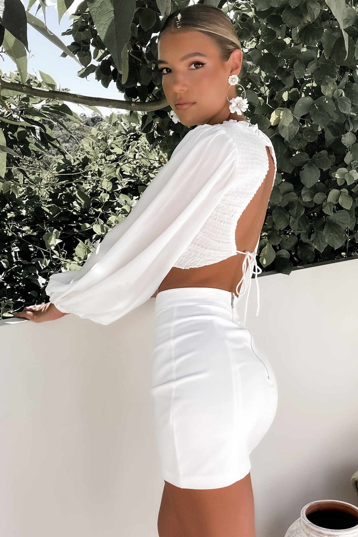 Arielia Top, CROP TOPS, LONG SLEEVE, POLYESTER, Sale, TOP, TOPS, WHITE, Our New Arielia Top Is Now Only $51.00 Exclusive At Mishkah, Our New Arielia Top is now only $51.00-We Have The Latest Women&#39;s Tops @ Mishkah Online Fashion Boutique-MISHKAH