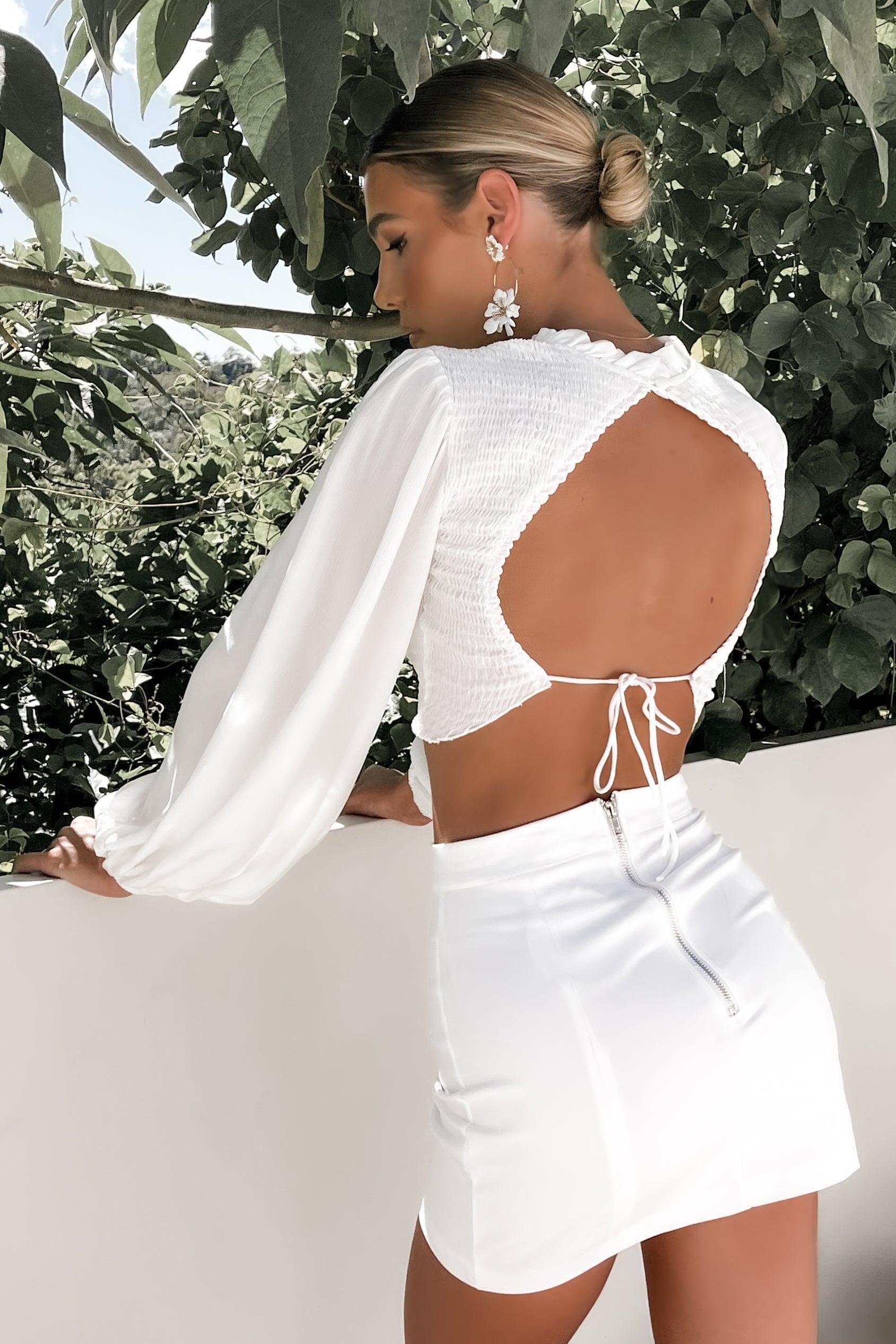 Arielia Top, CROP TOPS, LONG SLEEVE, POLYESTER, Sale, TOP, TOPS, WHITE, Our New Arielia Top Is Now Only $51.00 Exclusive At Mishkah, Our New Arielia Top is now only $51.00-We Have The Latest Women's Tops @ Mishkah Online Fashion Boutique-MISHKAH
