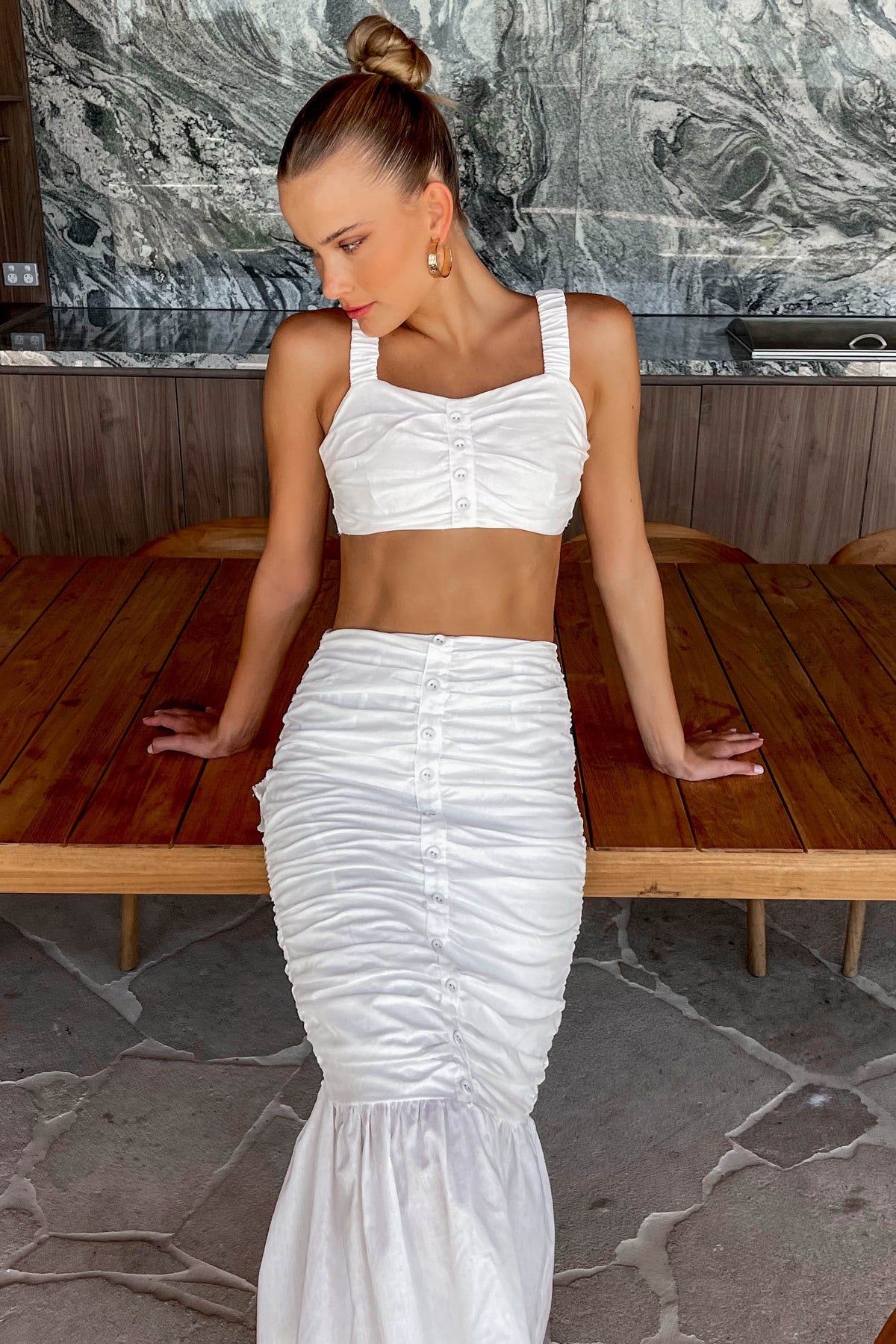 Arlene Top, COTTON &amp; LINEN, COTTON AND LINEN, CROP TOPS, new arrivals, TOP, TOPS, WHITE, , -MISHKAH