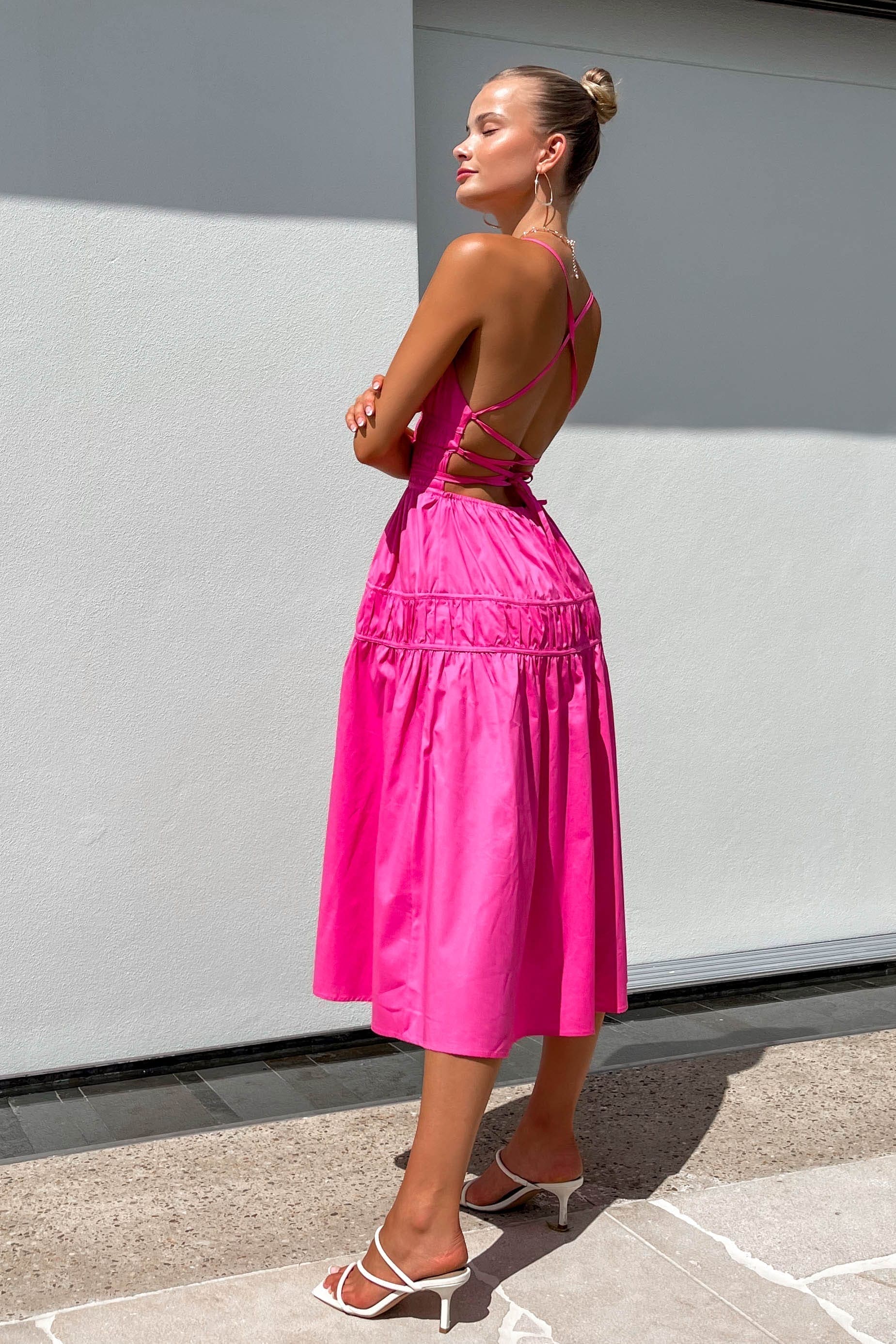 Ashten Dress, COTTON AND SPANDEX, DRESS, DRESSES, MIDI DRESS, PINK, SPANDEX & COTTON, SPANDEX AND COTTON, , -MISHKAH