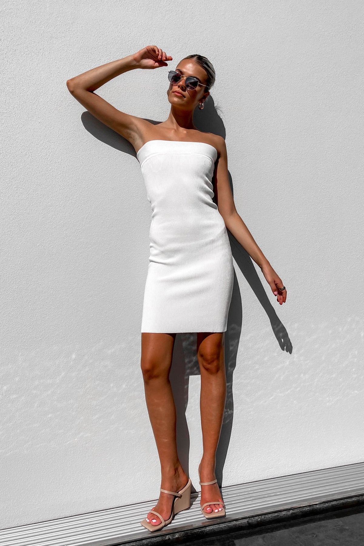Avah Dress, DRESS, DRESSES, MINI DRESS, new arrivals, POLYESTER &amp; VISCOSE, POLYESTER AND VISCOSE, STRAPLESS, VISCOSE AND POLYESTER, WHITE, , -MISHKAH