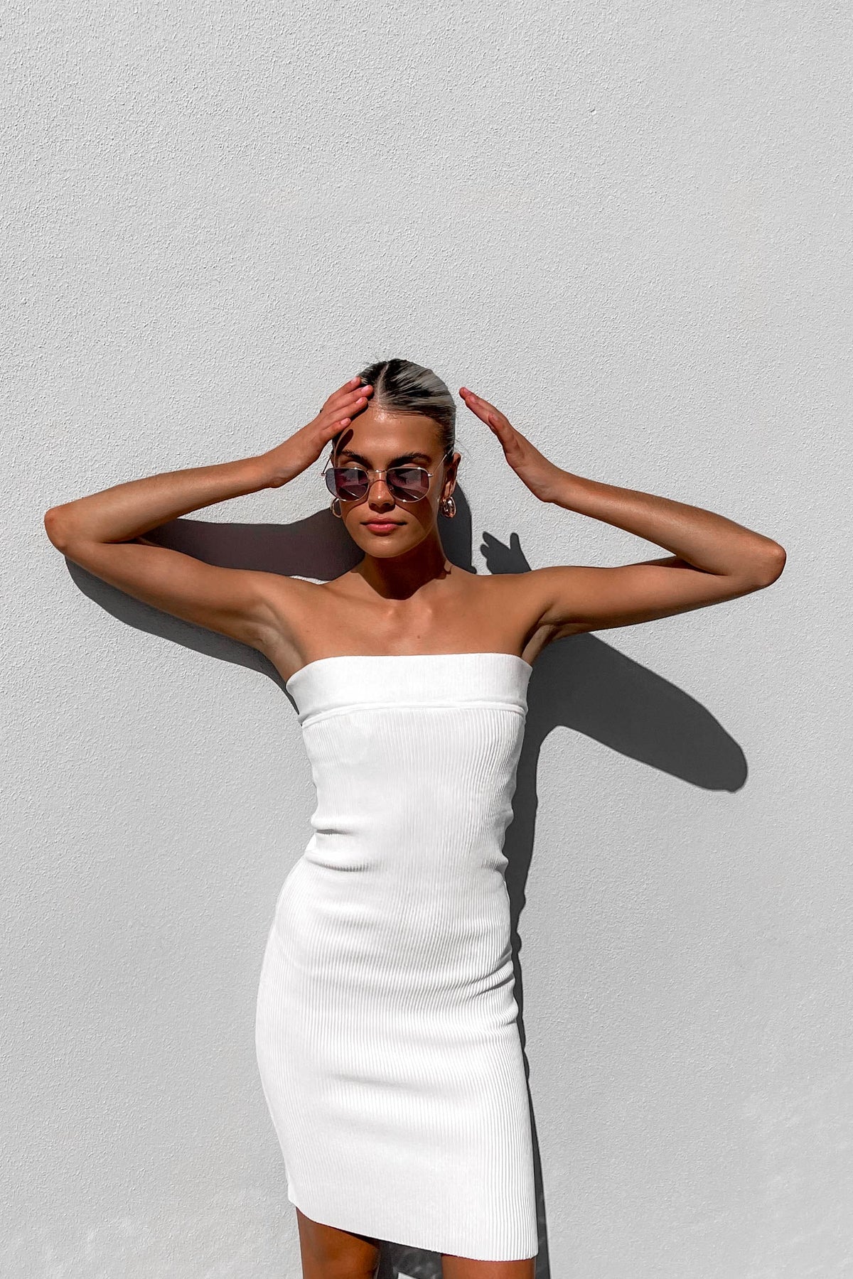 Avah Dress, DRESS, DRESSES, MINI DRESS, new arrivals, POLYESTER &amp; VISCOSE, POLYESTER AND VISCOSE, STRAPLESS, VISCOSE AND POLYESTER, WHITE, , -MISHKAH