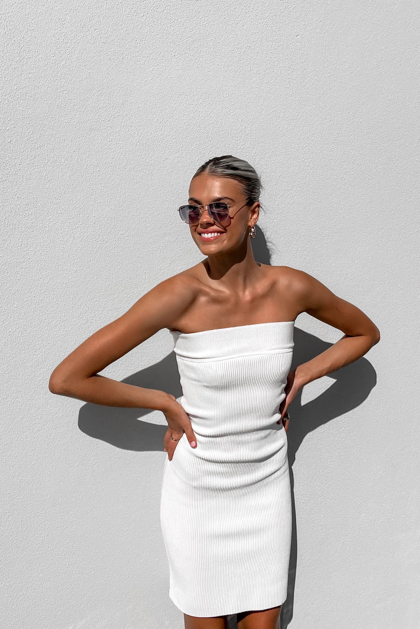 Avah Dress, DRESS, DRESSES, MINI DRESS, new arrivals, POLYESTER & VISCOSE, POLYESTER AND VISCOSE, STRAPLESS, VISCOSE AND POLYESTER, WHITE, , -MISHKAH