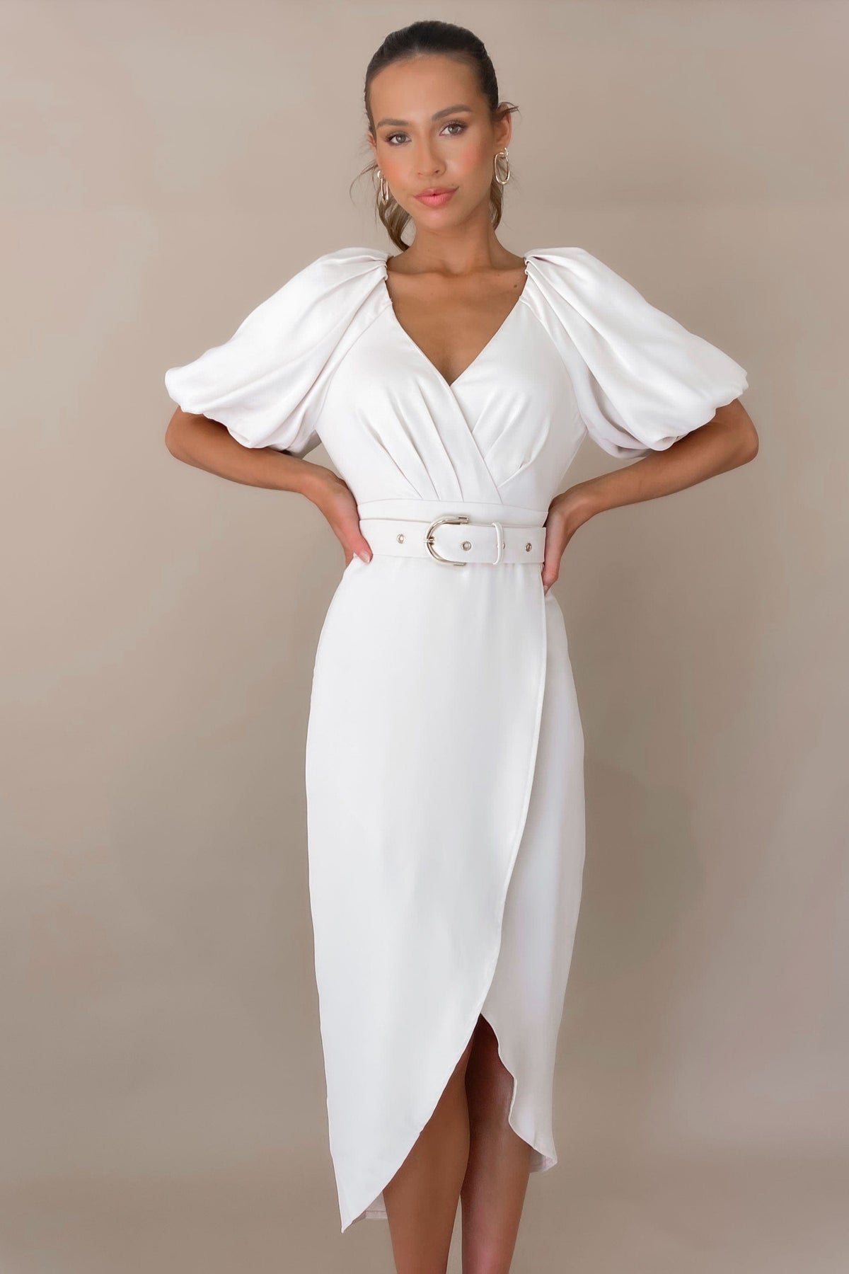 Avanie Dress, BEIGE, DRESS, DRESSES, LONG SLEEVE, MIDI DRESS, new arrivals, POLYESTER &amp; SPANDEX, POLYESTER AND SPANDEX, SPANDEX &amp; POLYESTER, SPANDEX AND POLYESTER, , -MISHKAH