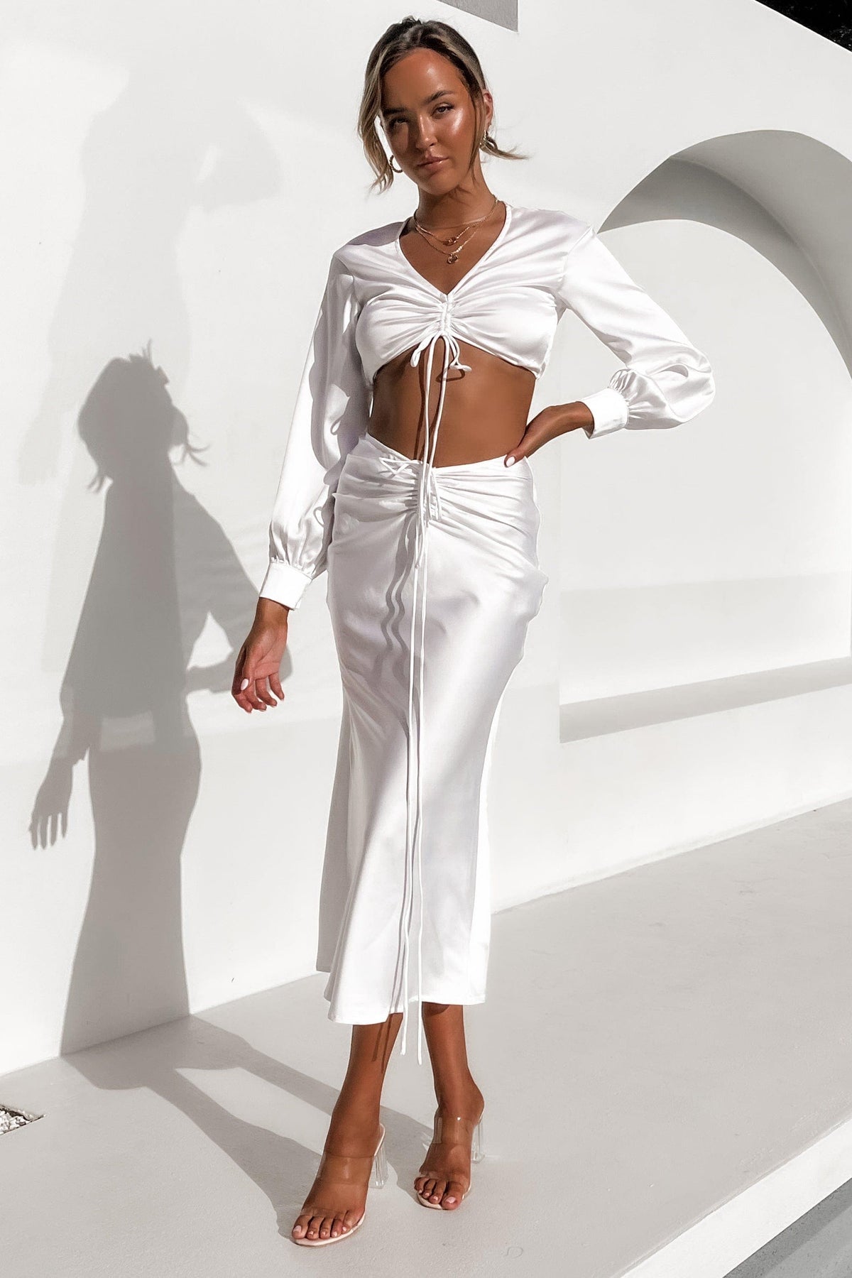 Boland Top, CROP TOPS, LONG SLEEVE, POLYESTER, Sale, TOP, TOPS, WHITE, Our New Boland Top Is Now Only $51.00 Exclusive At Mishkah, Our New Boland Top is now only $51.00-We Have The Latest Women&#39;s Tops @ Mishkah Online Fashion Boutique-MISHKAH