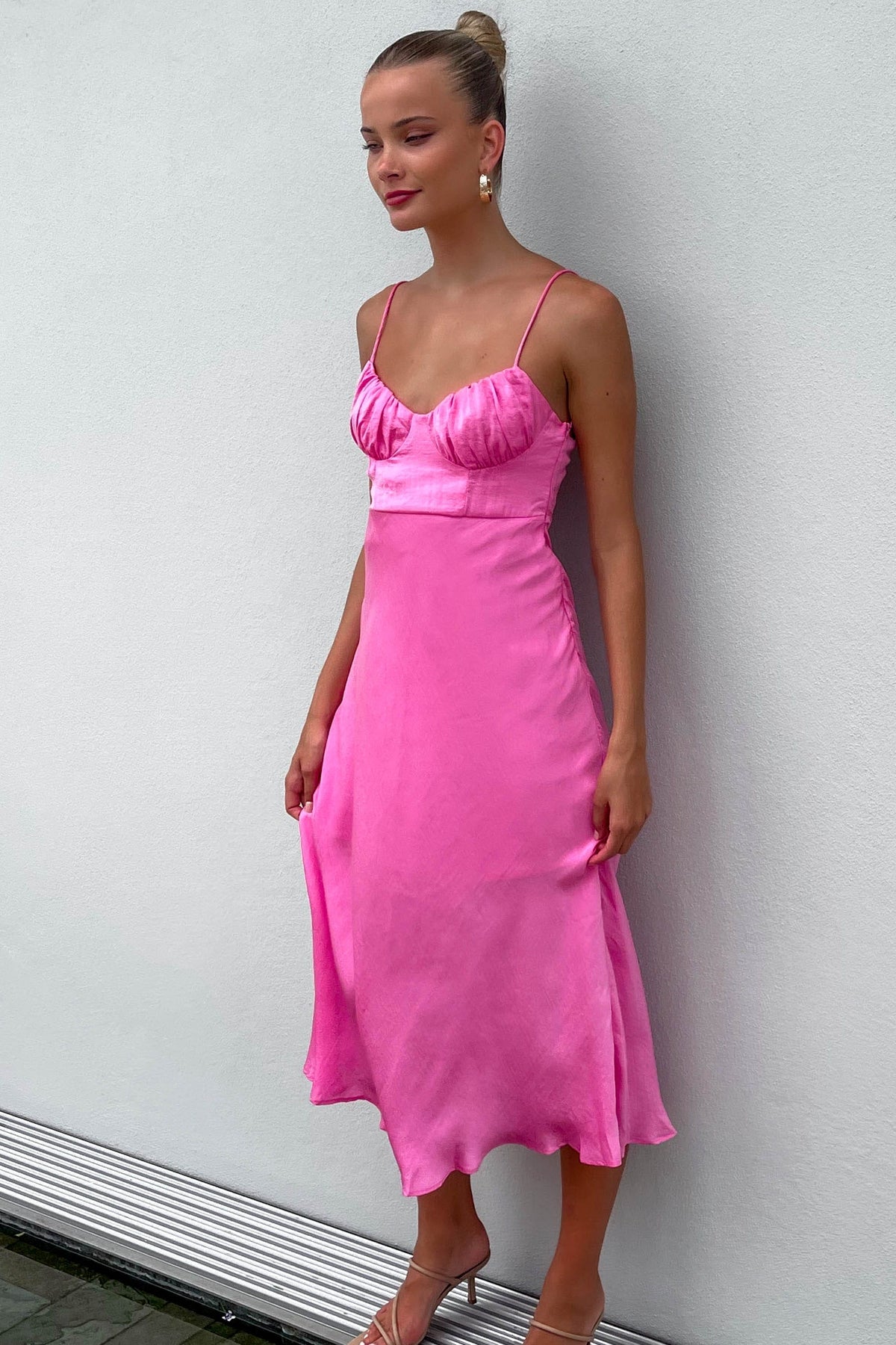 Bordeux Dress, DRESS, DRESSES, MIDI DRESS, new arrivals, PINK, POLYESTER, , -MISHKAH