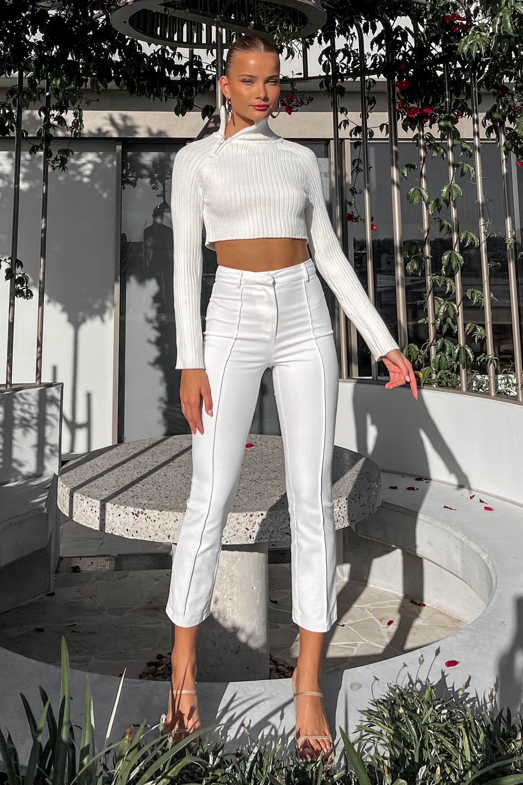 Carmaine Top, CROP TOP, CROP TOPS, LONG SLEEVE, new arrivals, TOP, TOPS, VISCOSE & POLYESTER & NYLON, VISCOSE AND NYLON AND POLYESTER, WHITE, , -MISHKAH