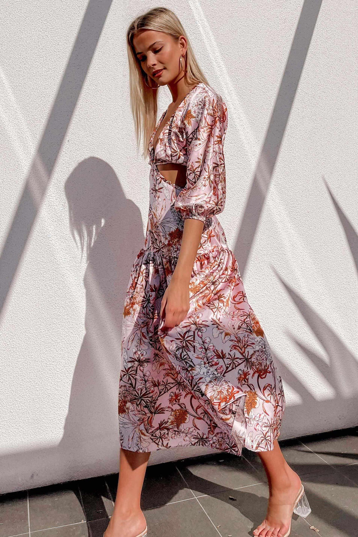 Carmito Dress, CUT OUT, DRESS, DRESSES, FLORAL, MIDI DRESS, PINK, PRINT, Sale, SILKY, SPECIAL OCCASION, Carmito Dress only $79.00 @ MISHKAH ONLINE FASHION BOUTIQUE, Shop The Latest Women&#39;s Dresses - Our New Carmito Dress is only $79.00, @ MISHKAH ONLINE FASHION BOUTIQUE-MISHKAH