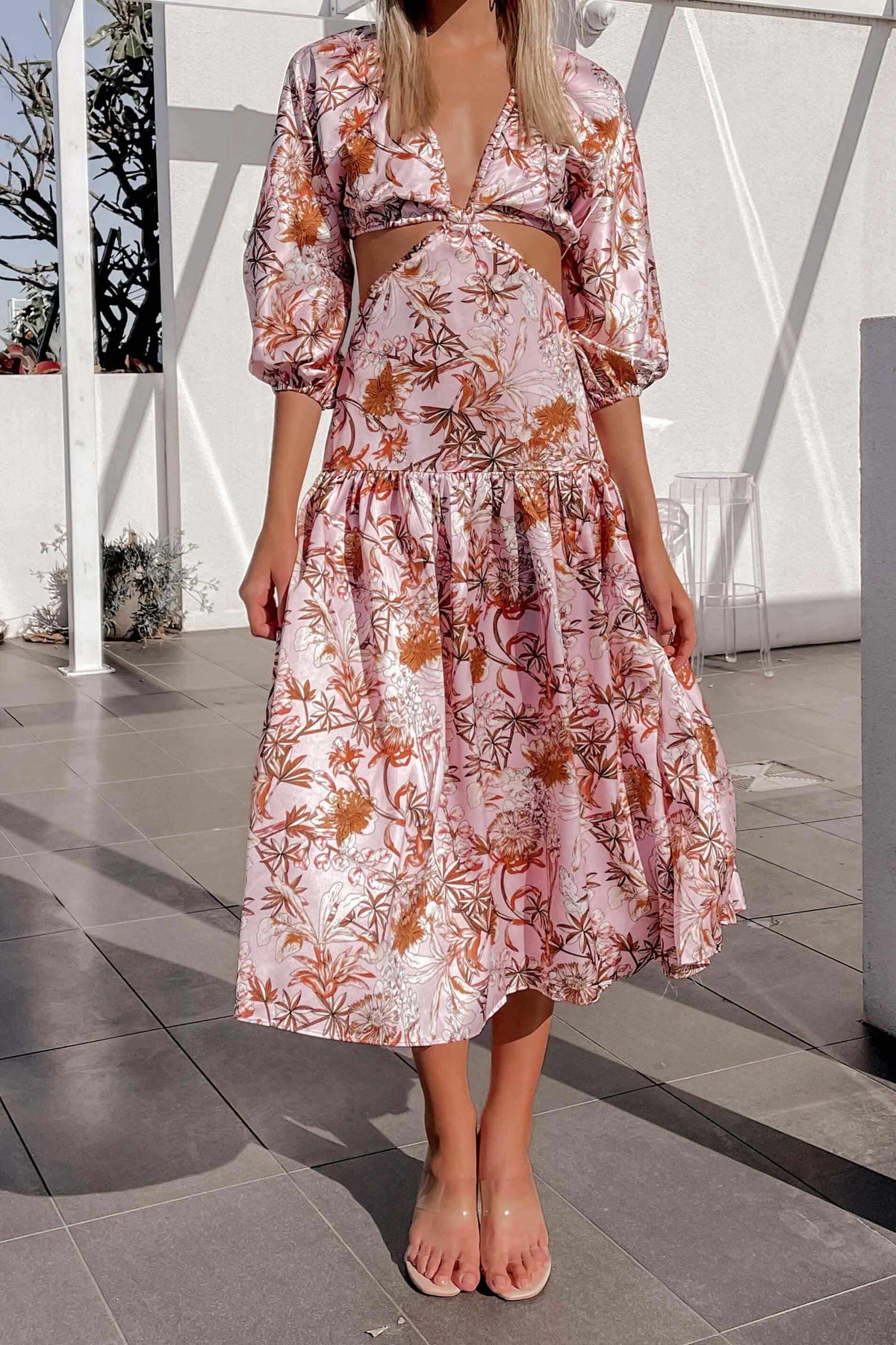 Carmito Dress, CUT OUT, DRESS, DRESSES, FLORAL, MIDI DRESS, PINK, PRINT, Sale, SILKY, SPECIAL OCCASION, Carmito Dress only $79.00 @ MISHKAH ONLINE FASHION BOUTIQUE, Shop The Latest Women&#39;s Dresses - Our New Carmito Dress is only $79.00, @ MISHKAH ONLINE FASHION BOUTIQUE-MISHKAH