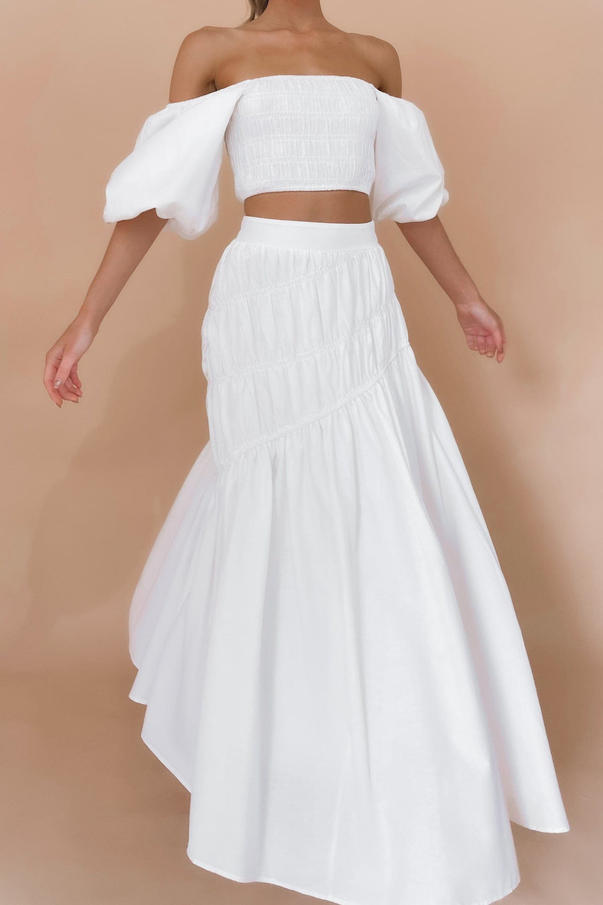 Celestie Skirt, BOTTOMS, COTTON &amp; RAYON, COTTON AND RAYON, HIGH WAISTED, MAXI SKIRT, new arrivals, RAYON AND COTTON, SKIRT, SKIRTS, WHITE, , -MISHKAH