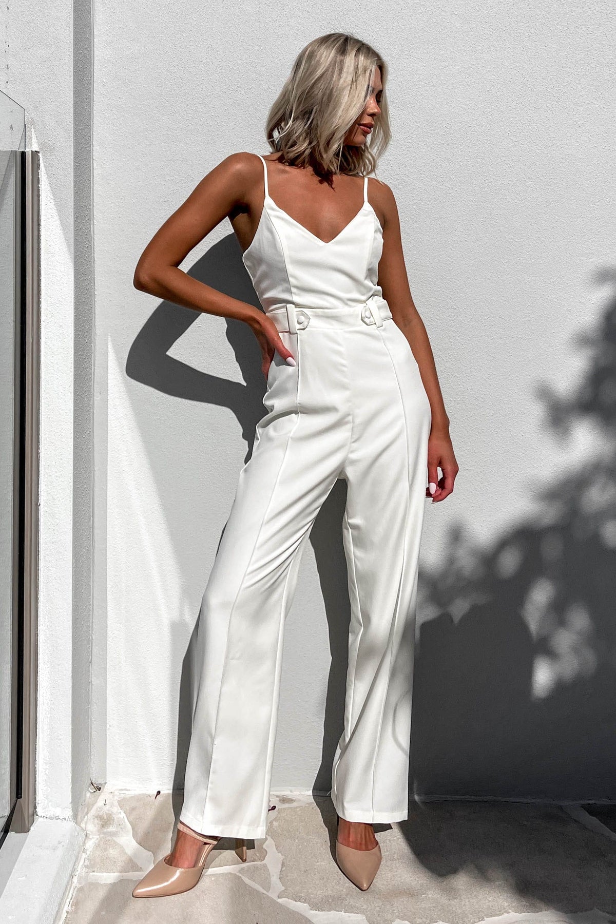Chesire Jumpsuit, BEIGE, JUMPSUIT, JUMPSUITS, new arrivals, POLYESTER &amp; SPANDEX, POLYESTER AND SPANDEX, SPANDEX AND POLYESTER, , -MISHKAH