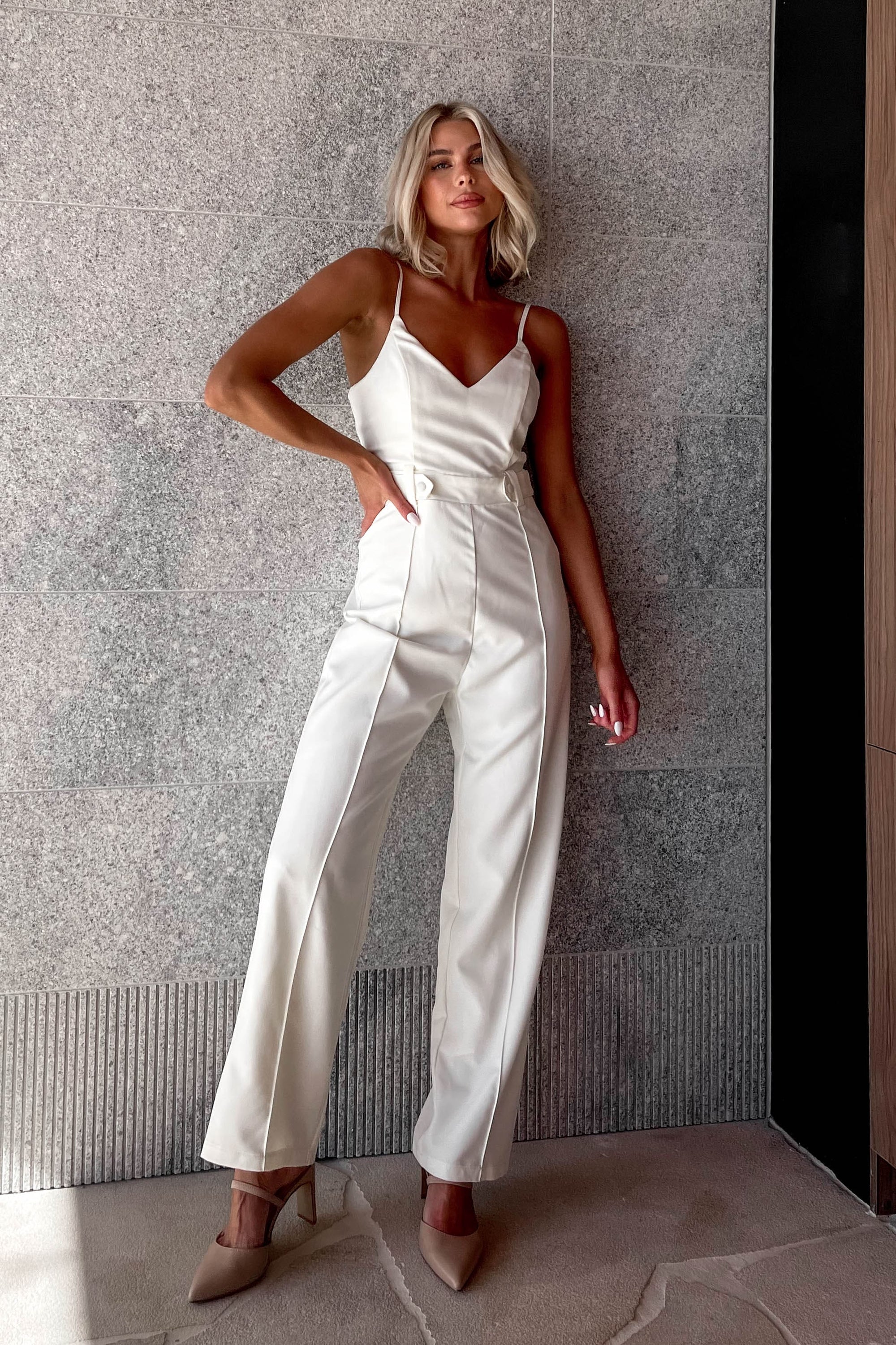 Chesire Jumpsuit, BEIGE, JUMPSUIT, JUMPSUITS, new arrivals, POLYESTER & SPANDEX, POLYESTER AND SPANDEX, SPANDEX AND POLYESTER, , -MISHKAH