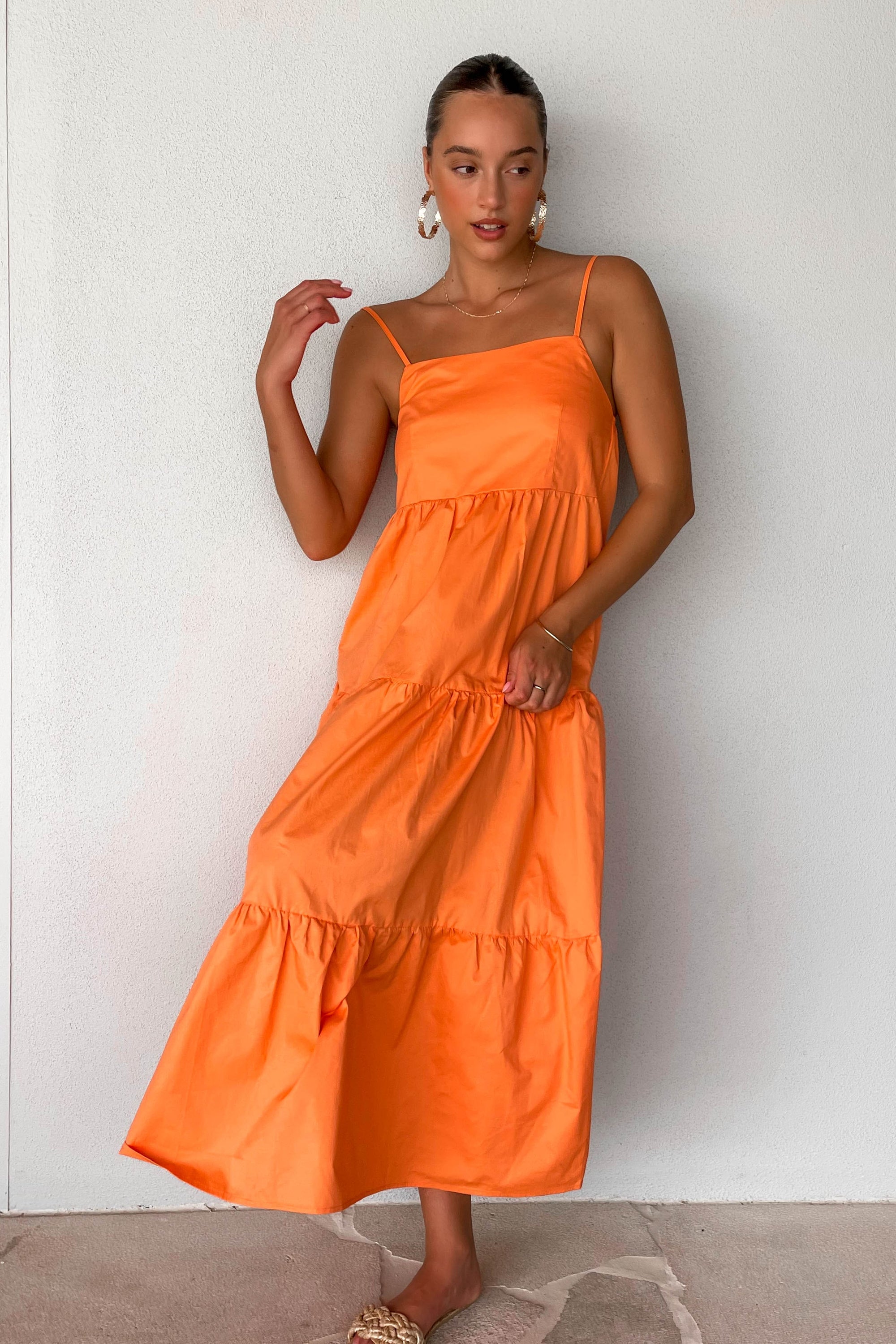 Chumpy Dress, COTTON, DRESS, DRESSES, MIDI DRESS, new arrivals, ORANGE, , -MISHKAH