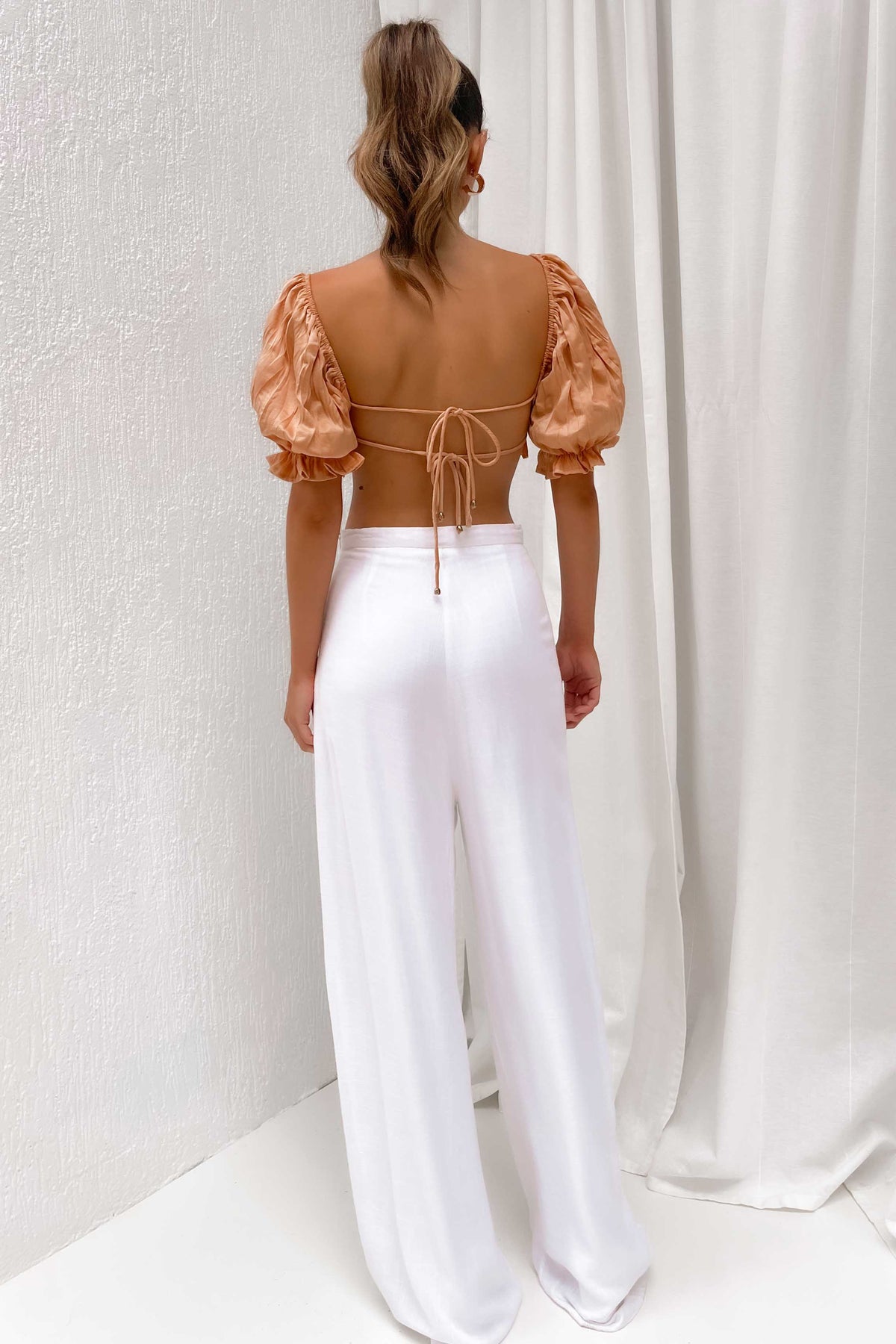 Deltia Top, BALLOON SLEEVE, CROP TOP, CROP TOPS, CROPPED, new arrivals, OFF SHOULDER, ORANGE, POLYESTER, TOP, TOPS, , -MISHKAH